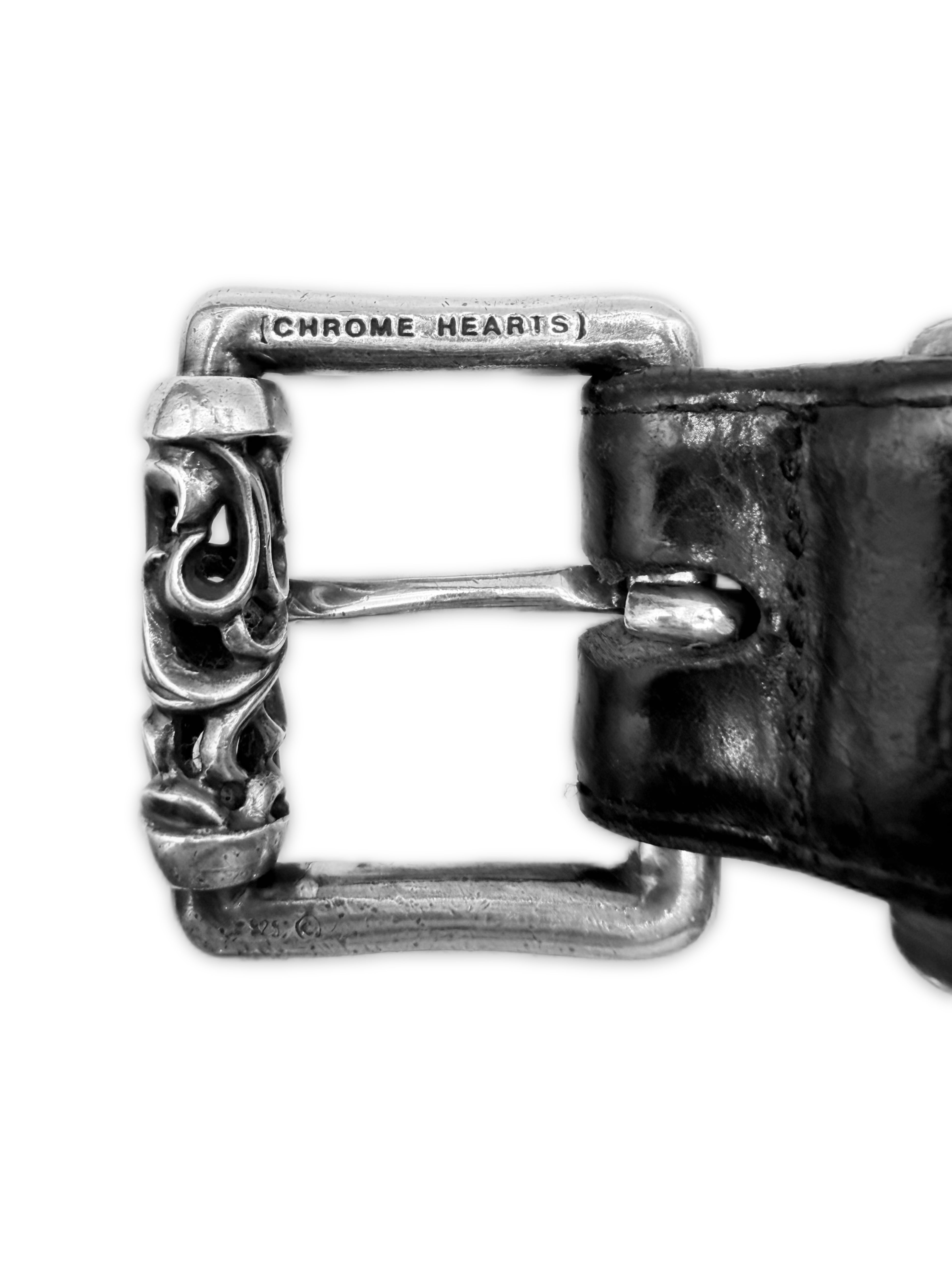 Chrome Hearts Double Roller Black Leather .925 Silver Belt