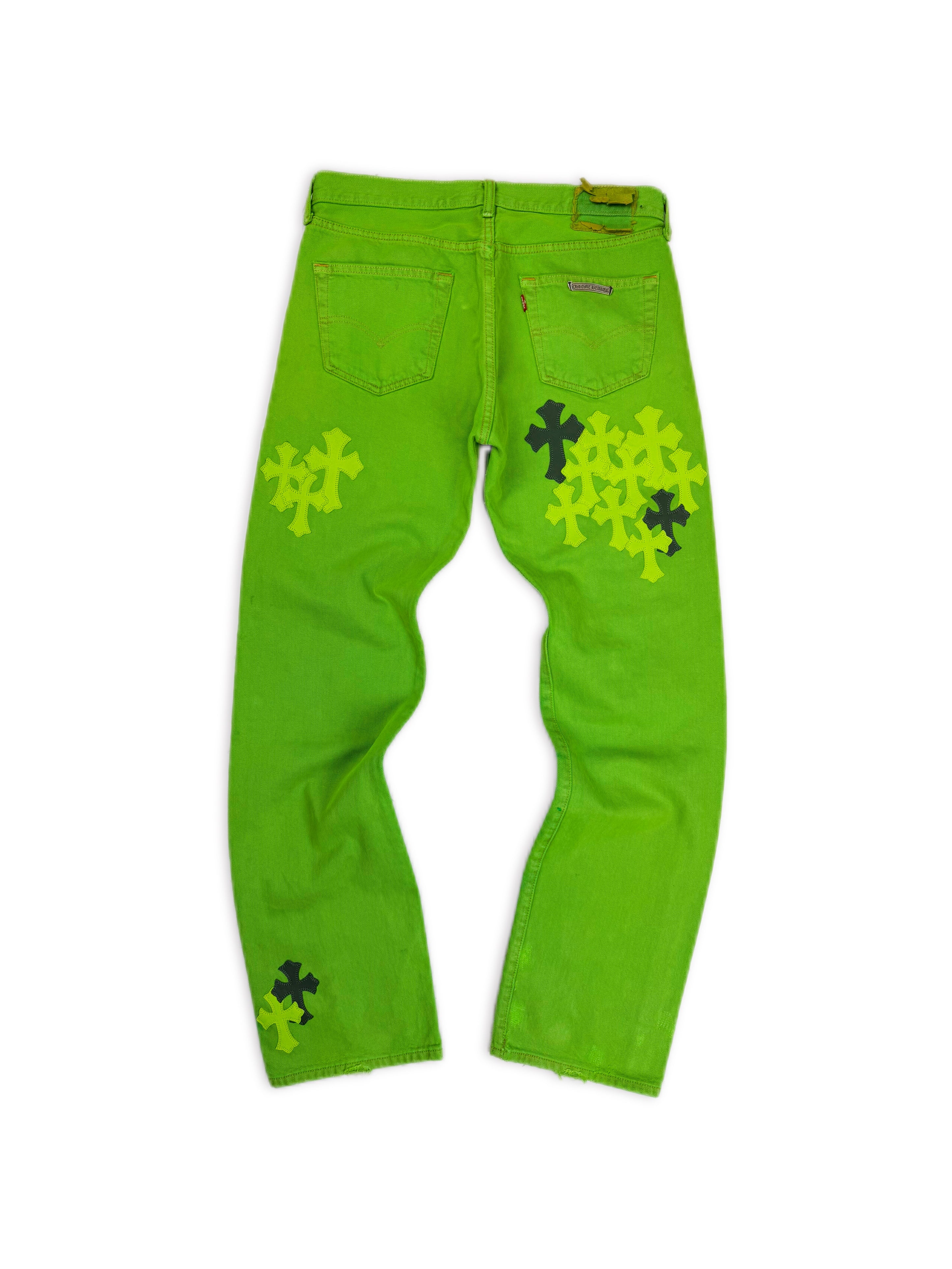 Chrome Hearts Flooded 26 Cross Patch Lime Green Levi’s 501 Jeans