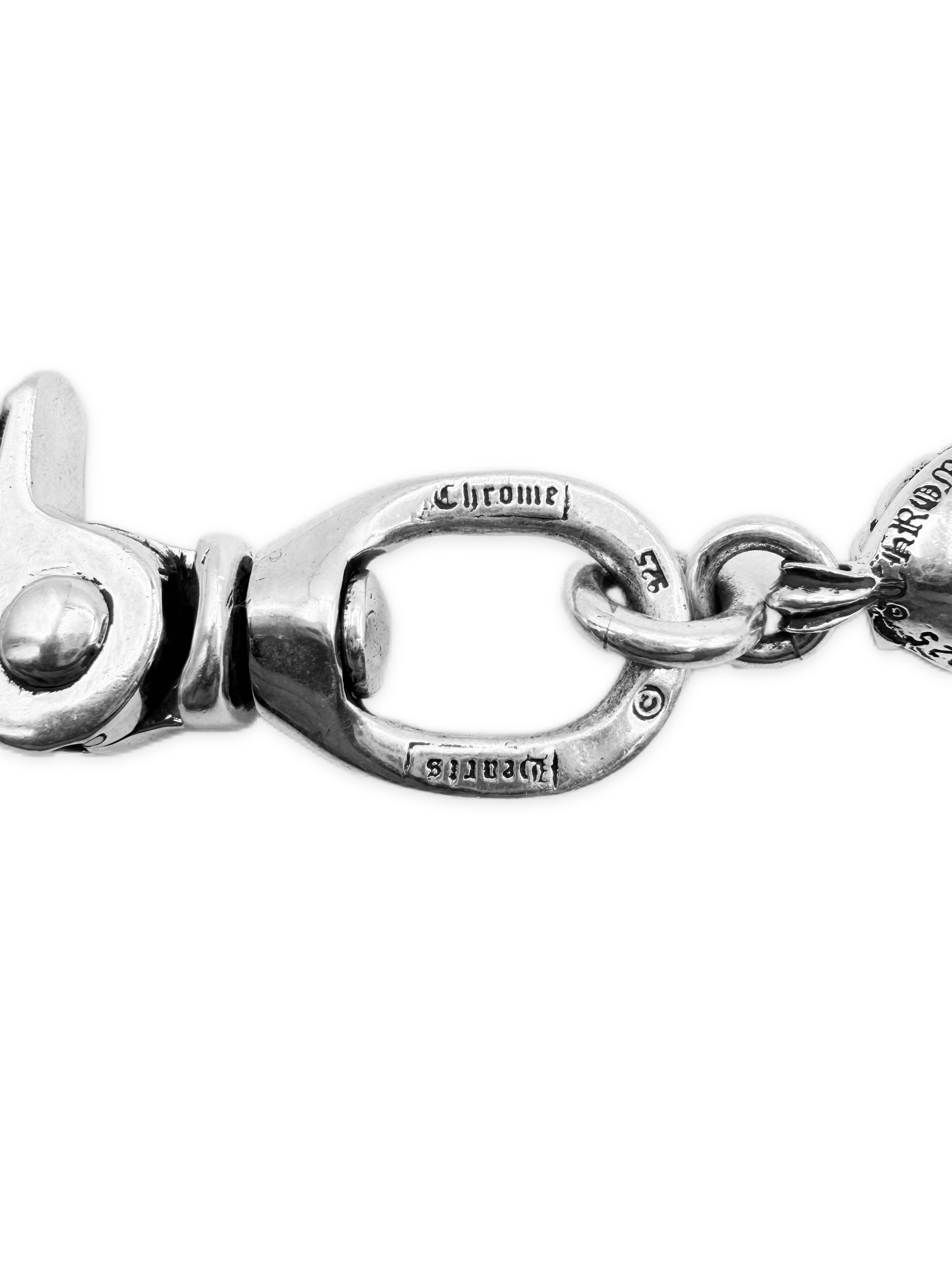 Chrome Hearts 11 Heart Link Double Lobster Clasp .925 Silver Wallet Chain