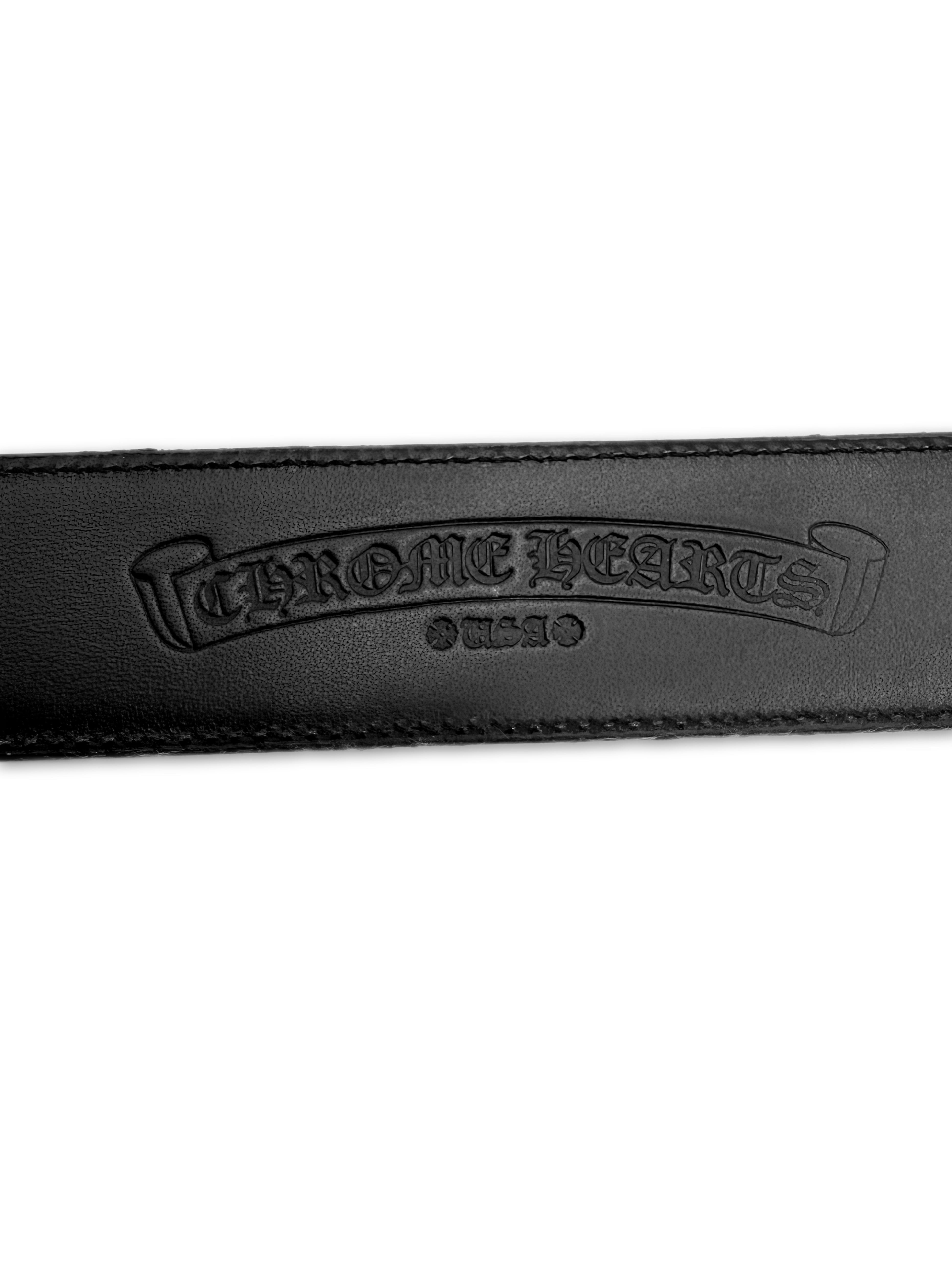 Chrome Hearts Double Roller .925 Silver Black Leather Belt
