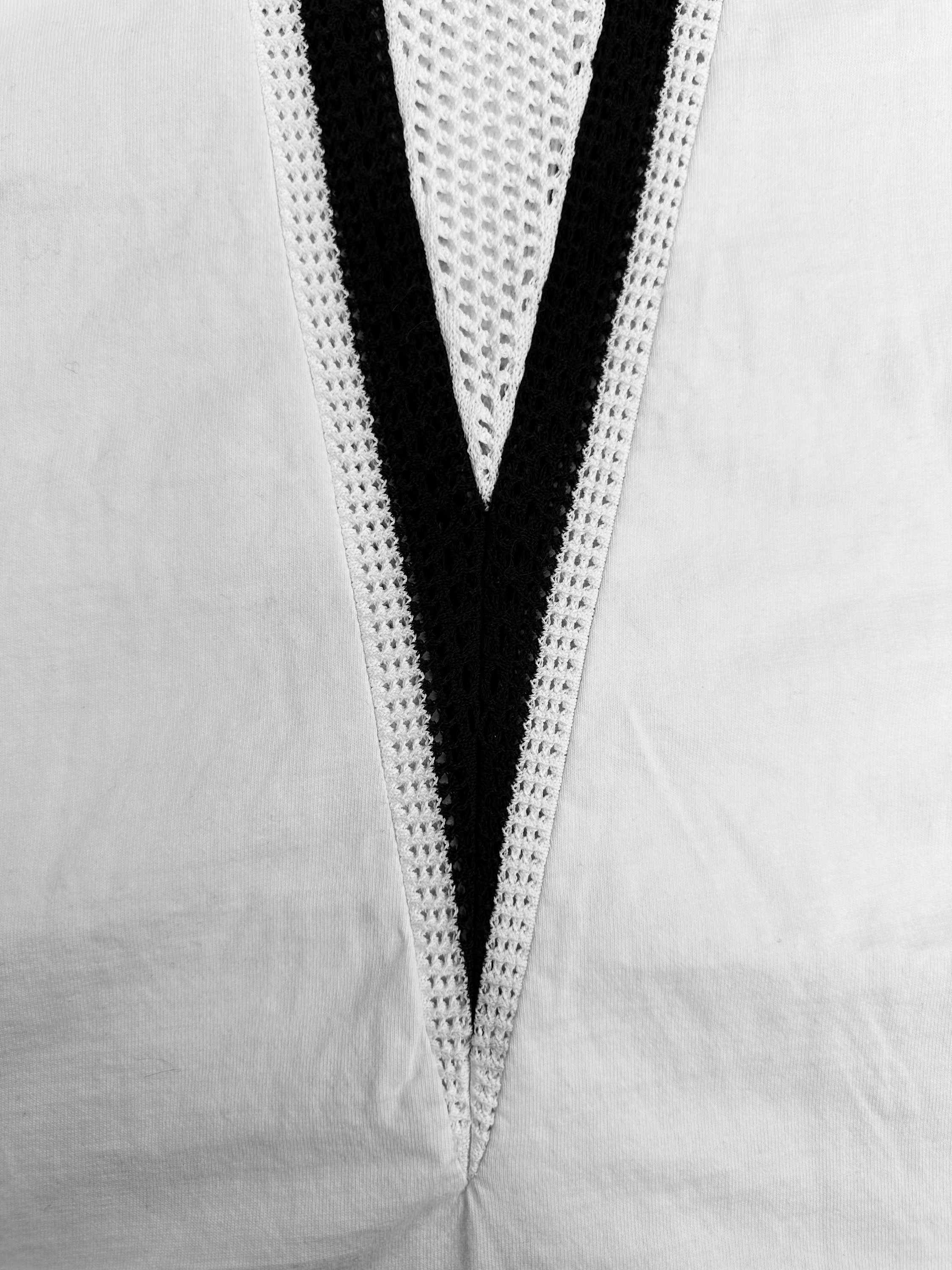 Helmut Lang Mesh White V Stripe Sleeveless Tank-top