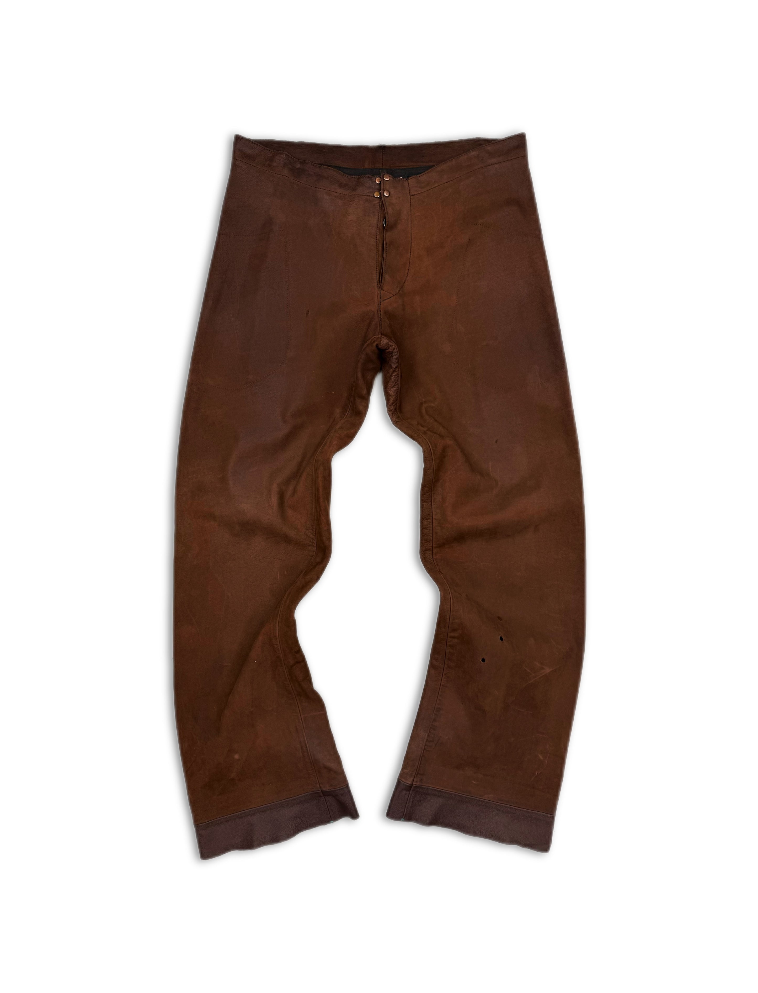 AW01 Maison Margiela ‘Anatomical’ Raw Cowhide Leather Pants