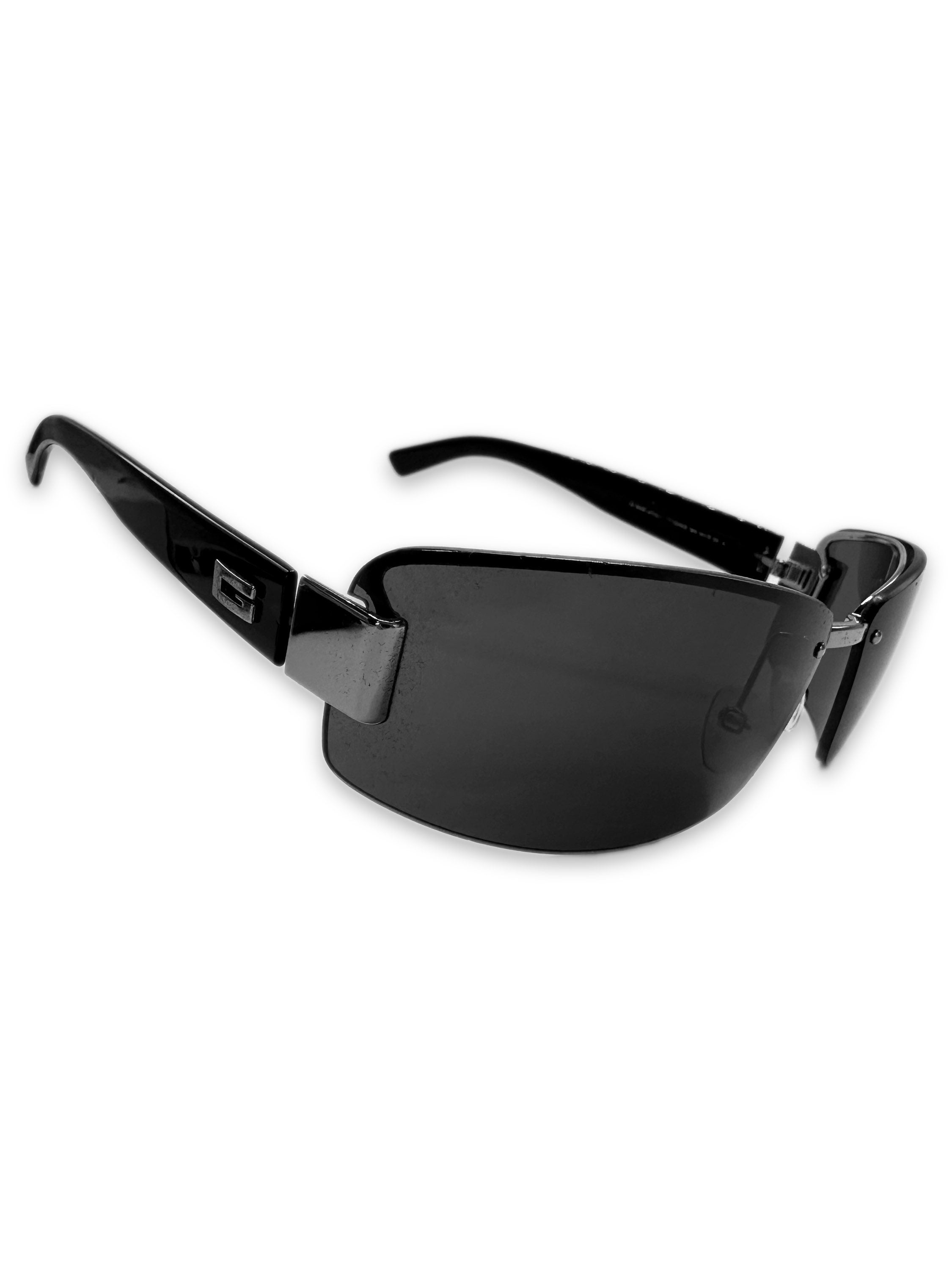 00s Gucci Black Tint ‘G’ Logo Rimless Sunglasses