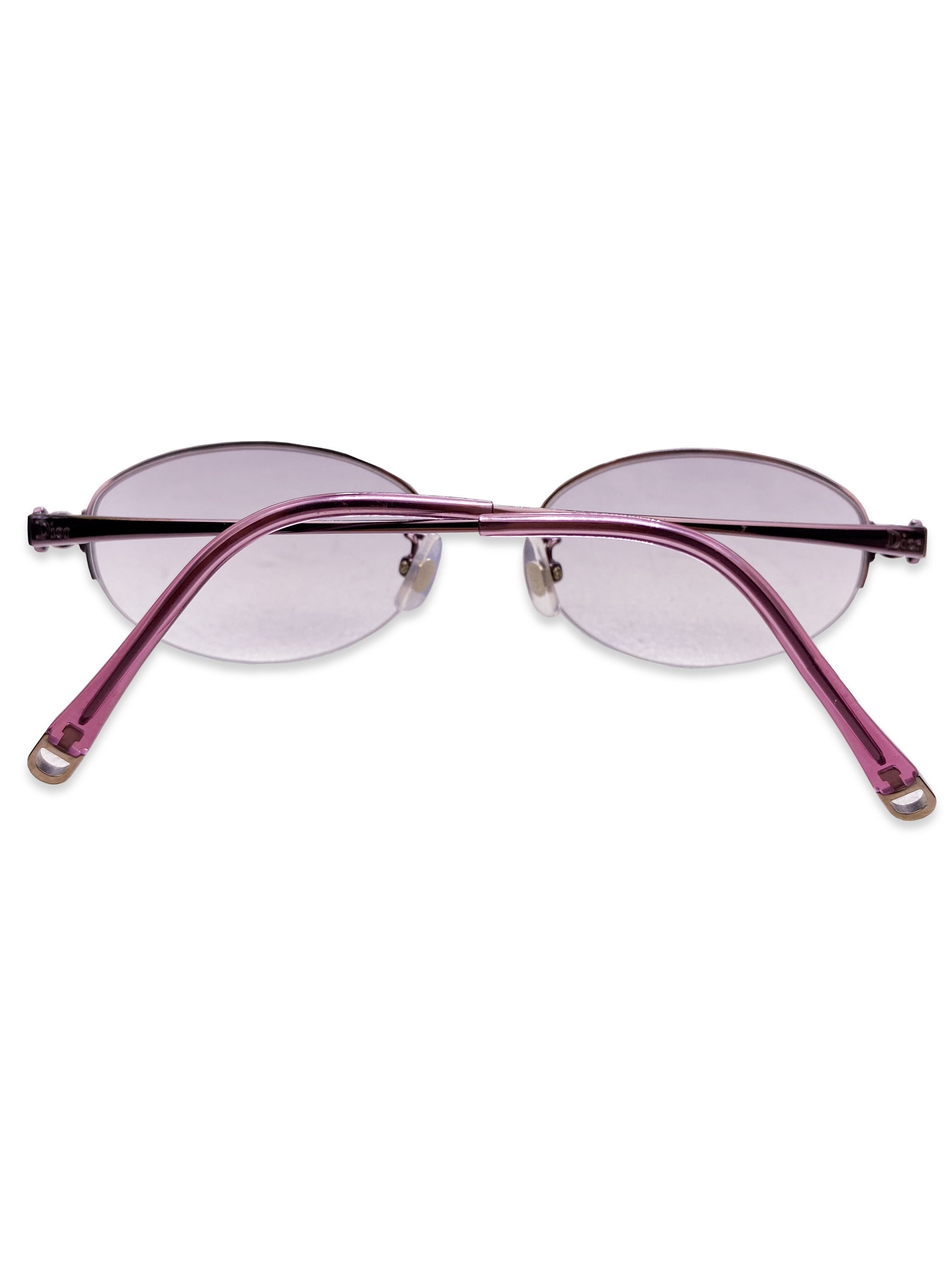 Dior Rose Tint Metallic Oval Frame Glasses