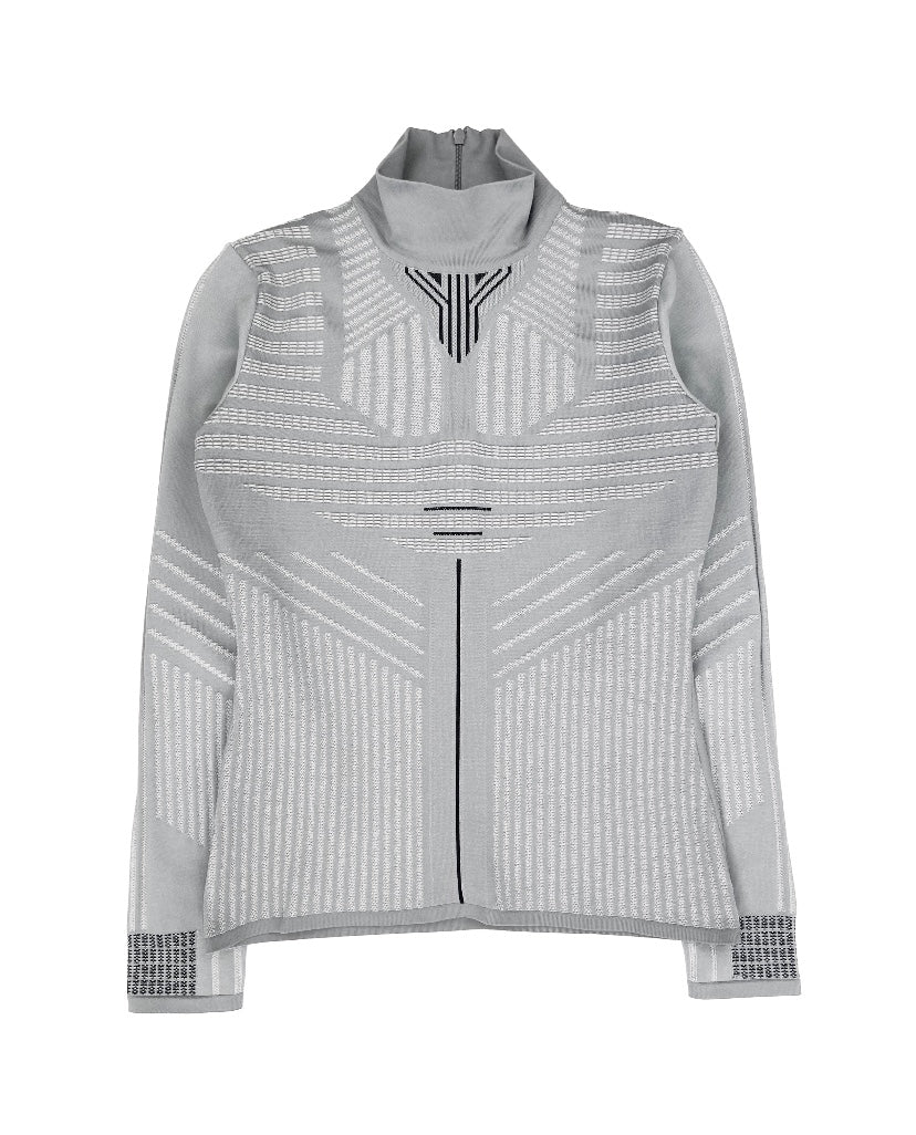AW17 Prada Tech Grey Ribbed Fleece Sweater