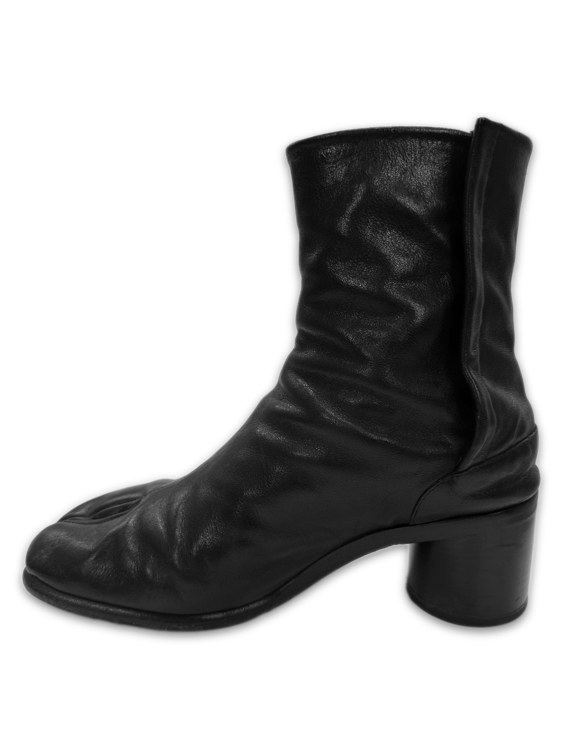 Maison Margiela ‘Tabi’ Black Leather Split Toe Boots