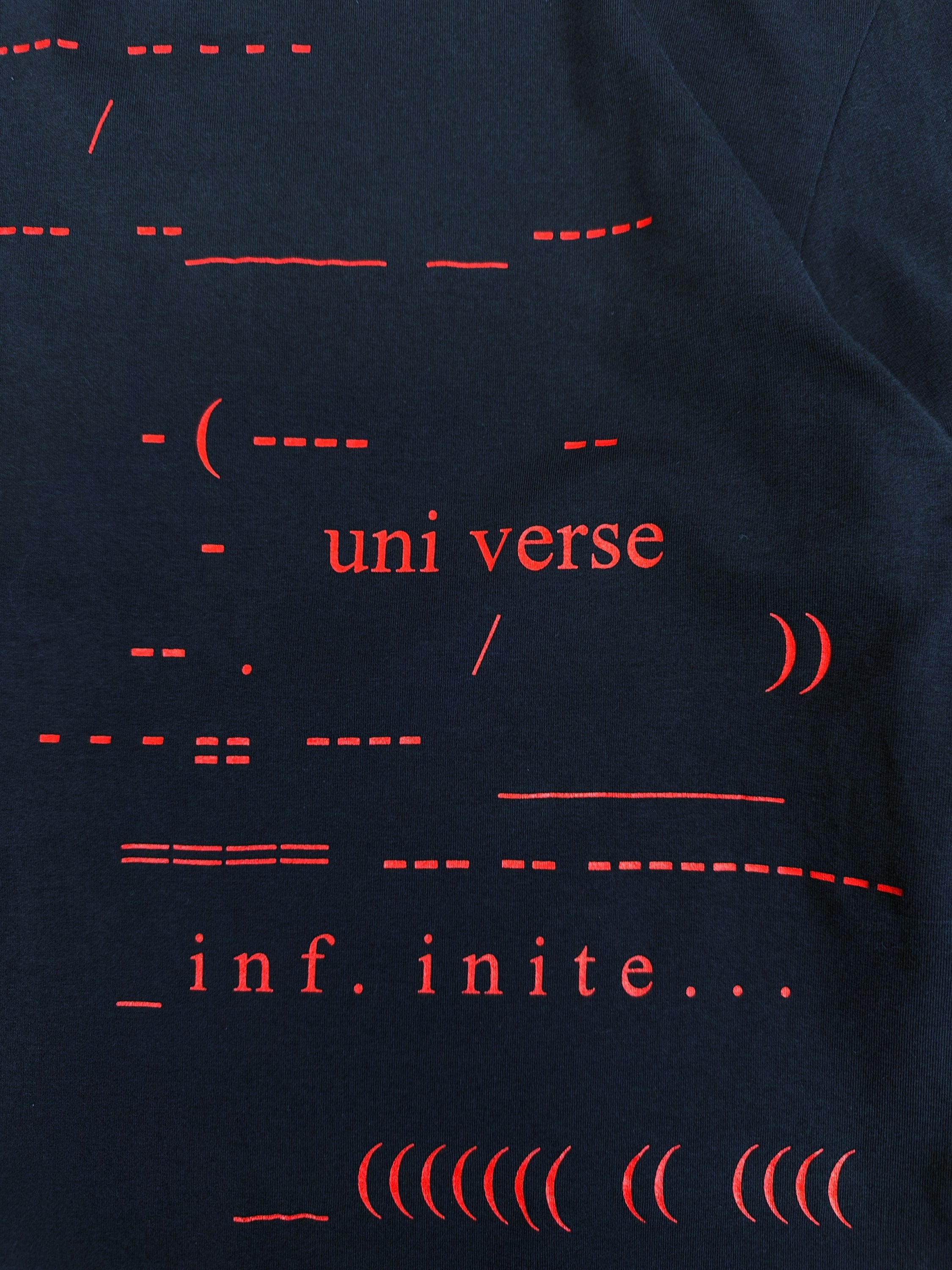 SS05 Raf Simons ‘Universe’ Contrast Slogan Navy Blue T-Shirt