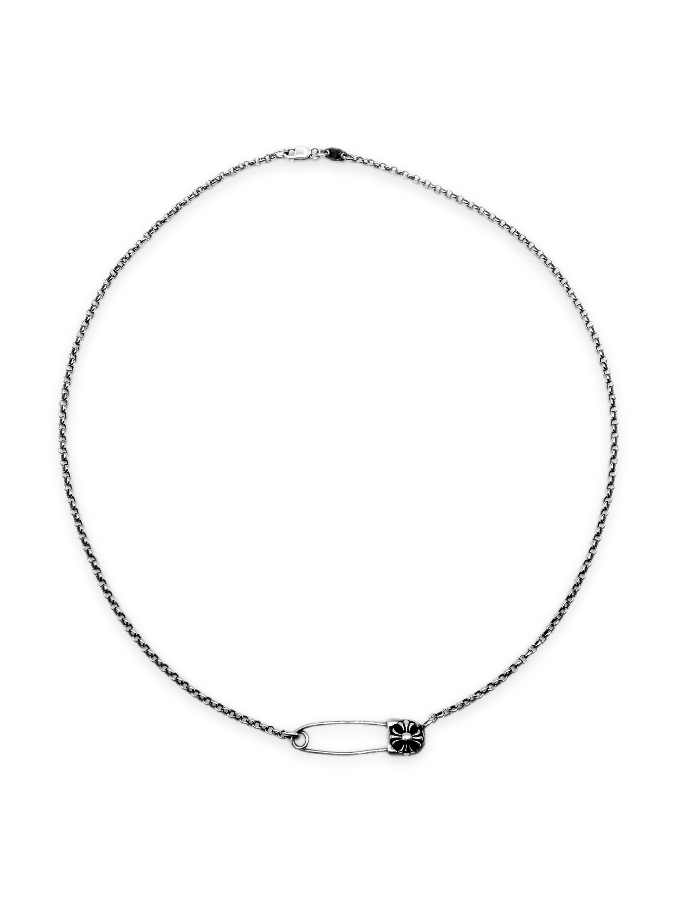Chrome Hearts Safety Pin Plus Roll Chain .925 Silver Necklace