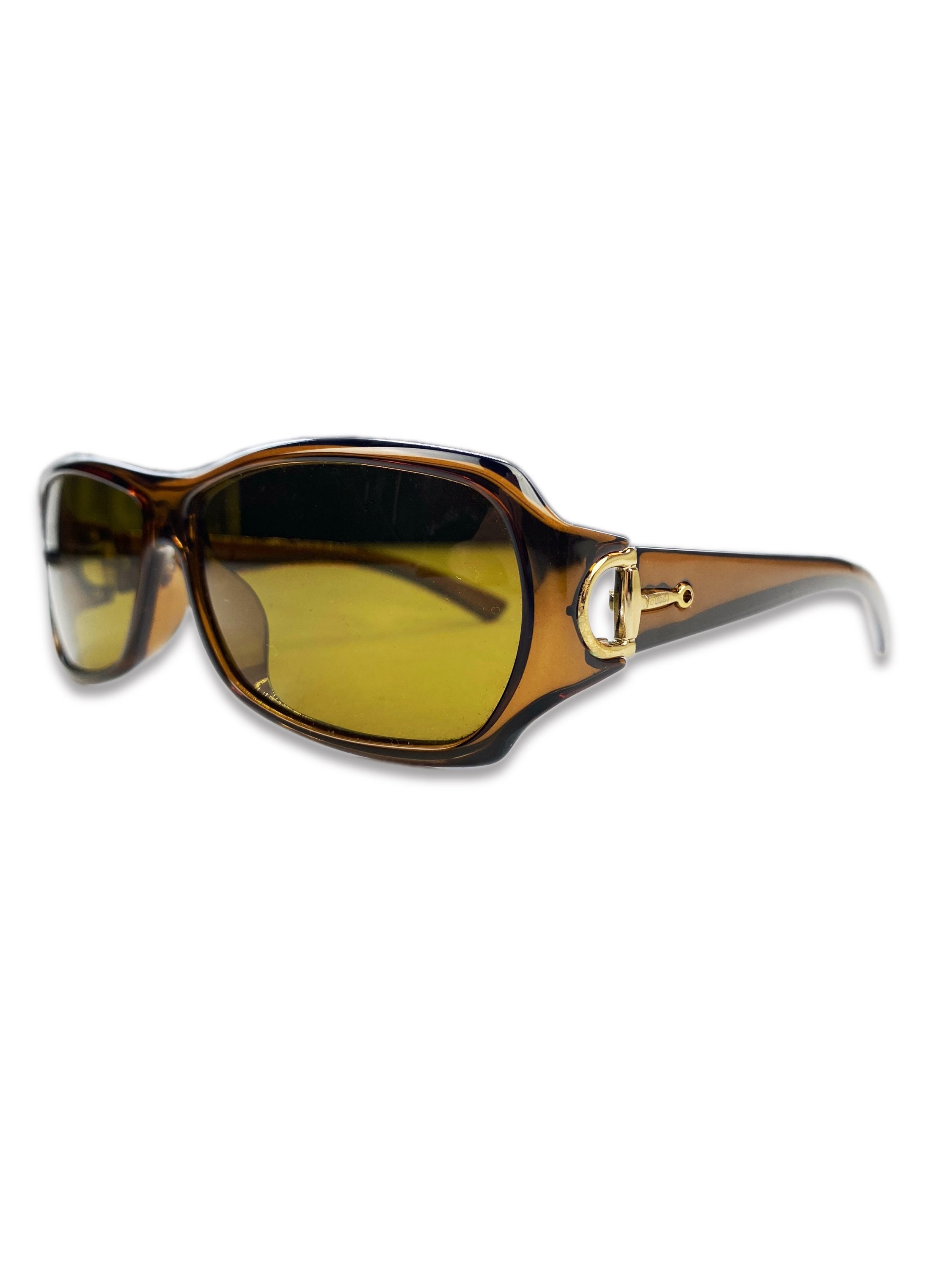 Gucci Horsebit Etched Logo Rounded Warm Tint Sunglasses