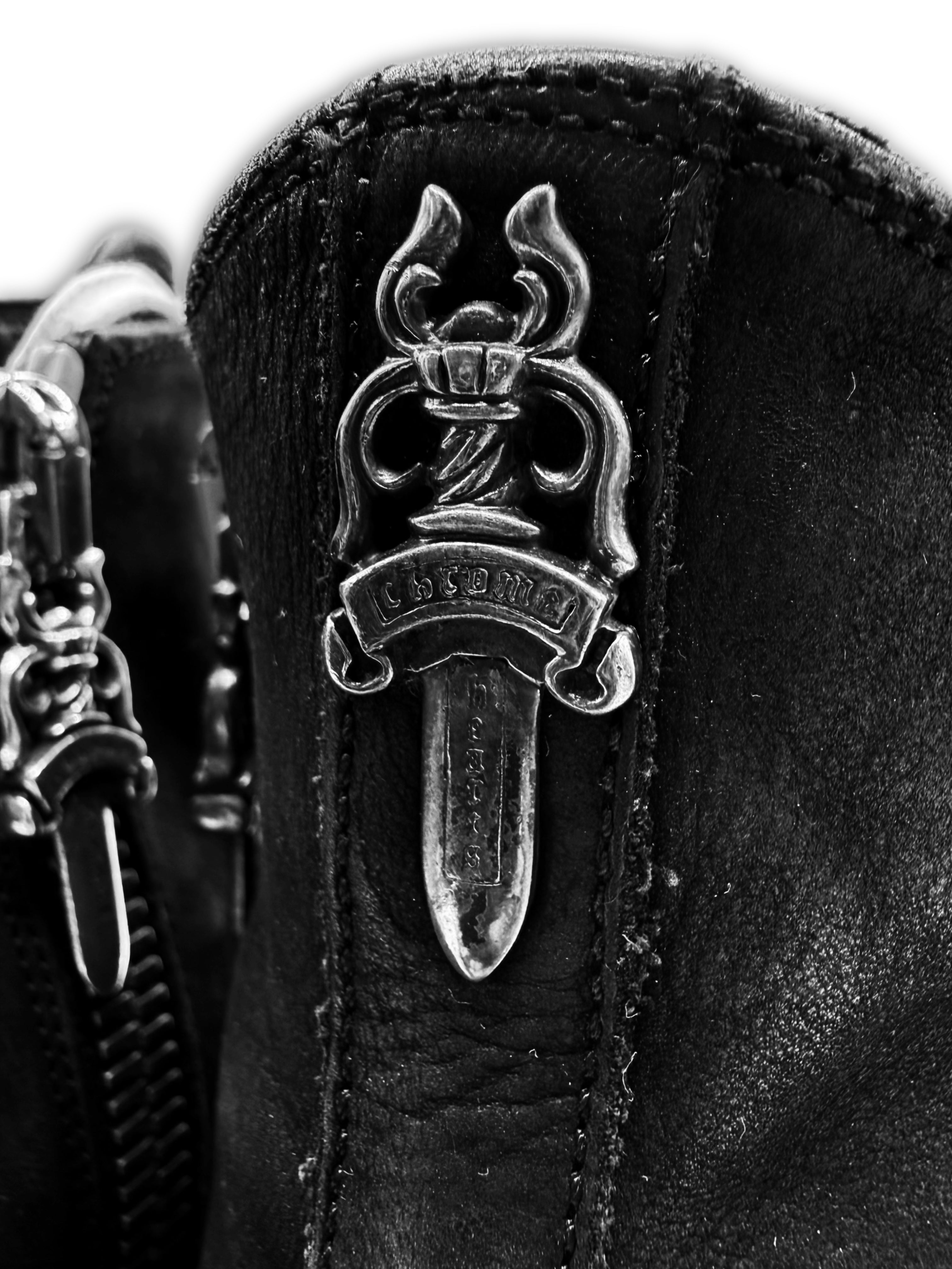 Chrome Hearts x Rick Owens Dagger Zip Black Leather Ramone Sneakers