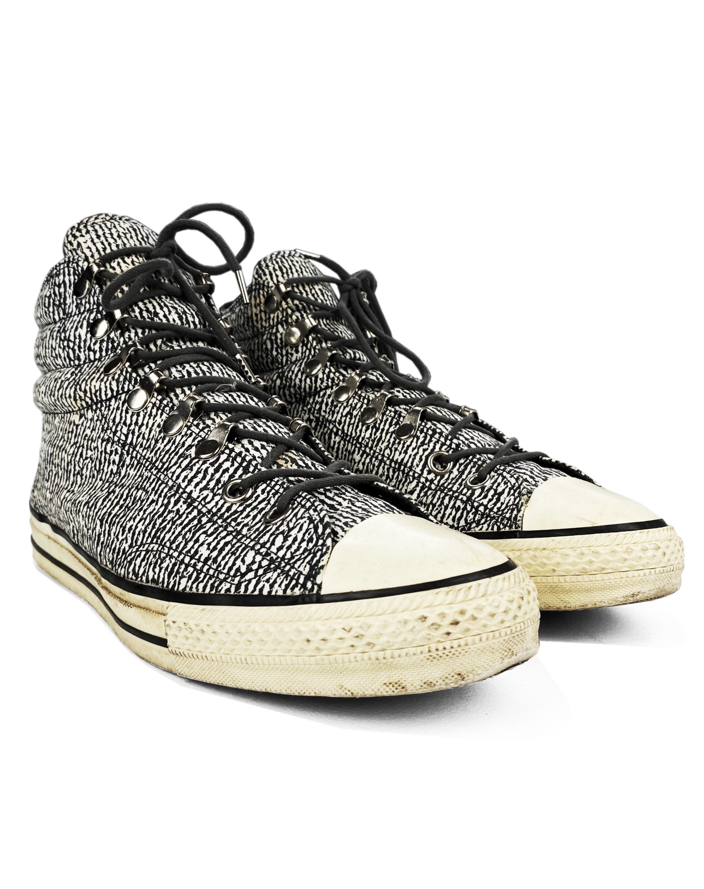 SS08 Number (N)ine ‘Birds’ Striped Hi-Top Sneakers