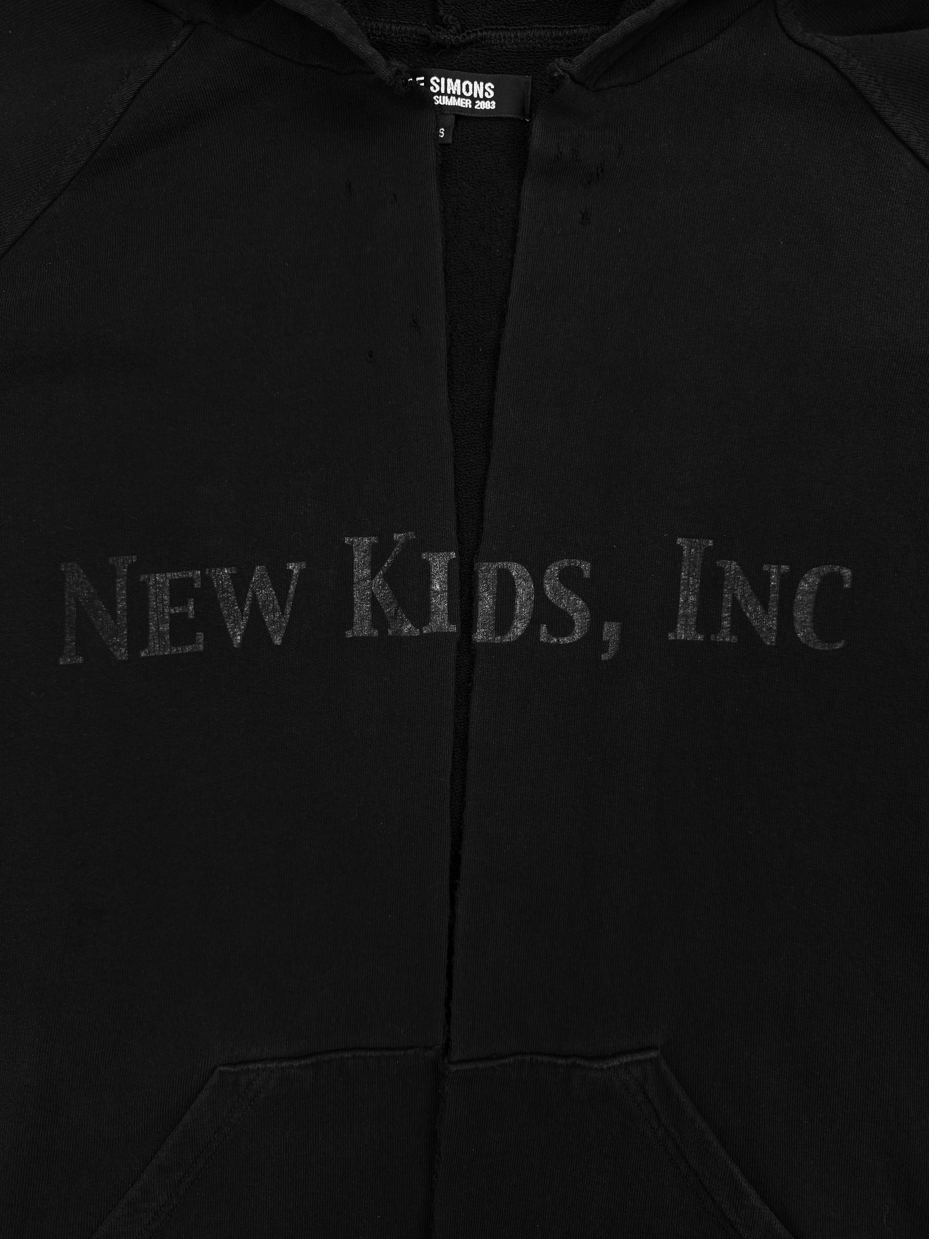 SS03 Raf Simons ‘New Kids Inc’ Zinc Consumed Split Graphic Hoodie
