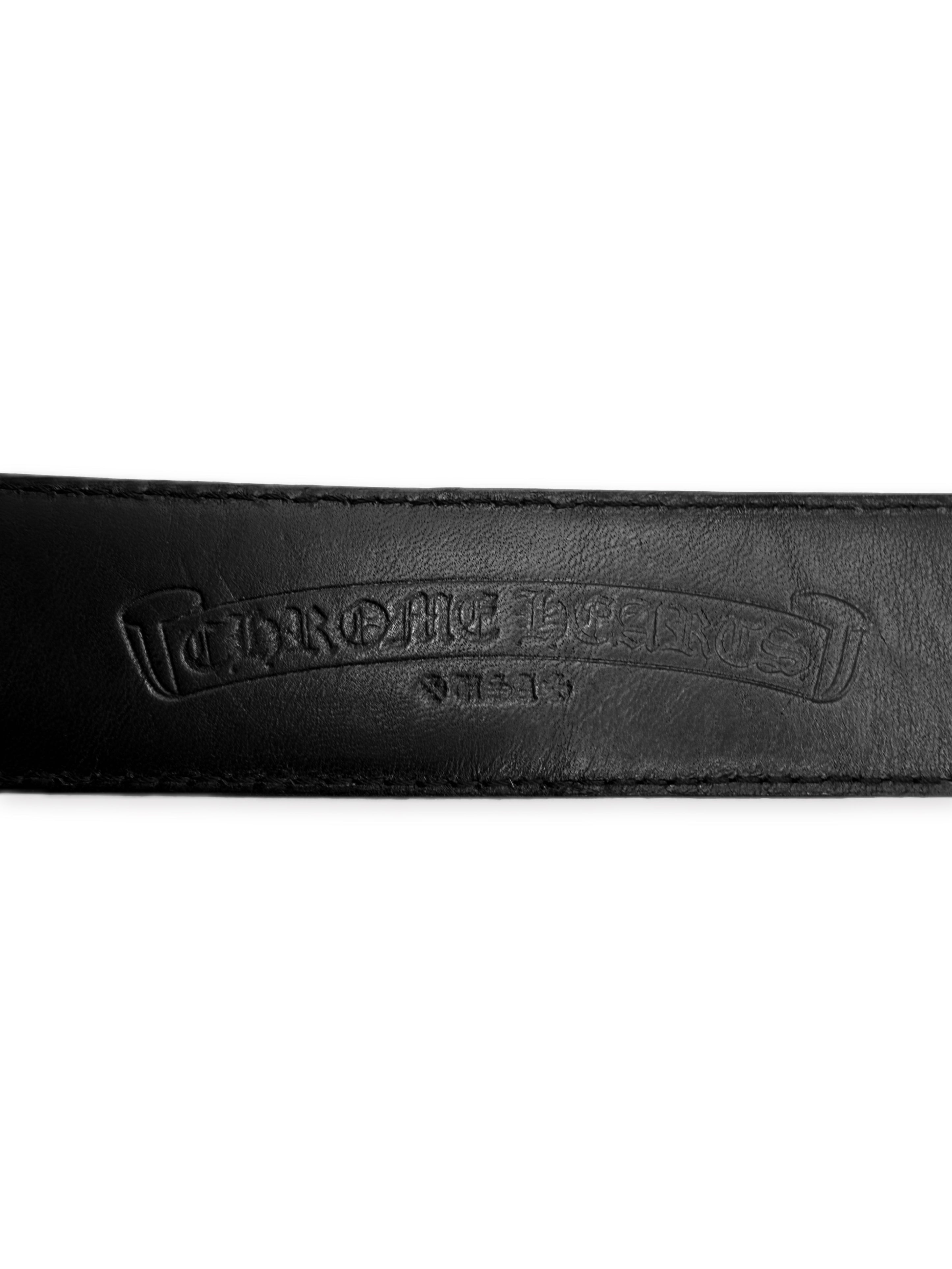 Chrome Hearts Black Leather .925 Silver Belt Strap