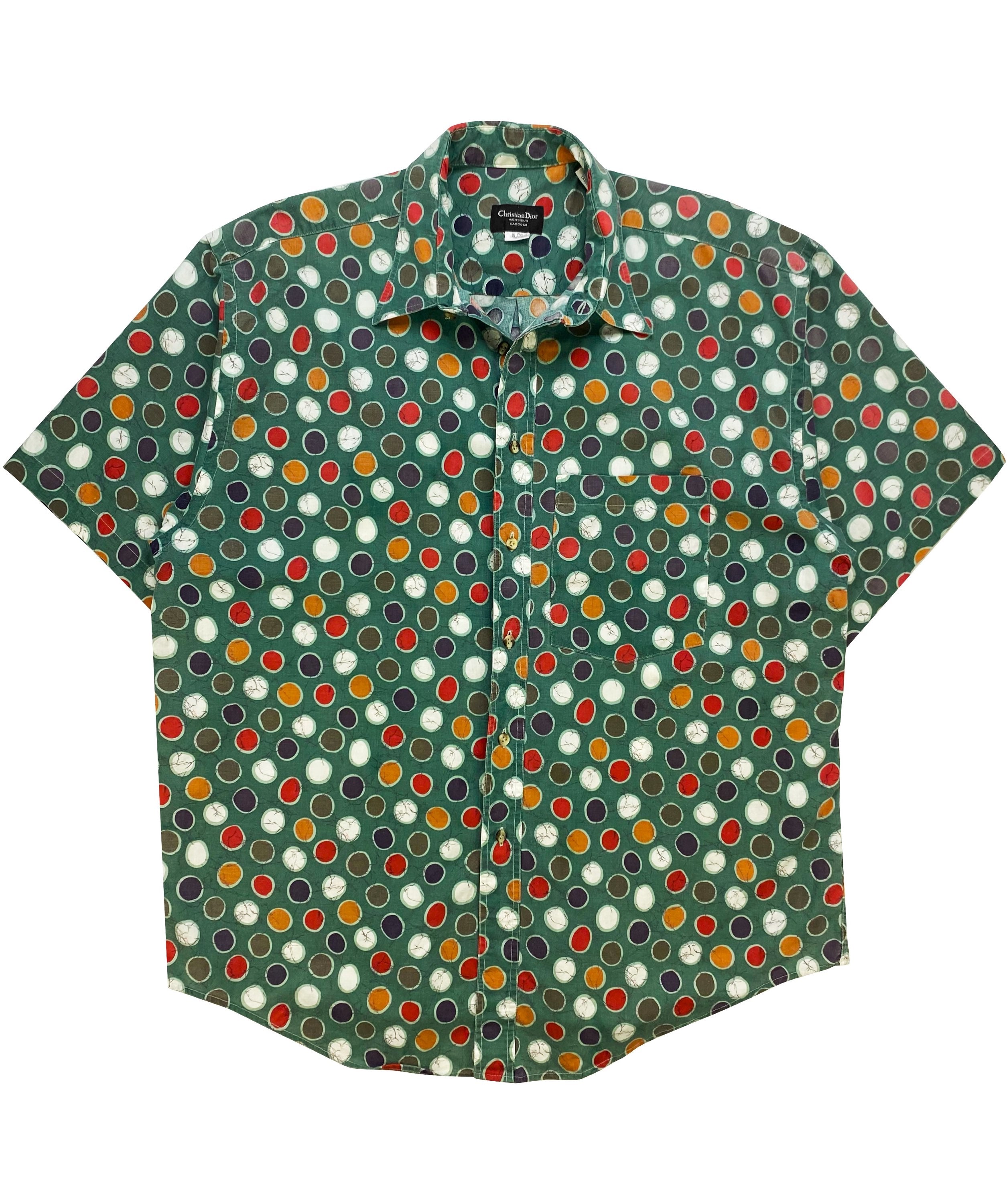 90’s Dior Abstract Full Print Collared Emerald Green Button Up Shirt