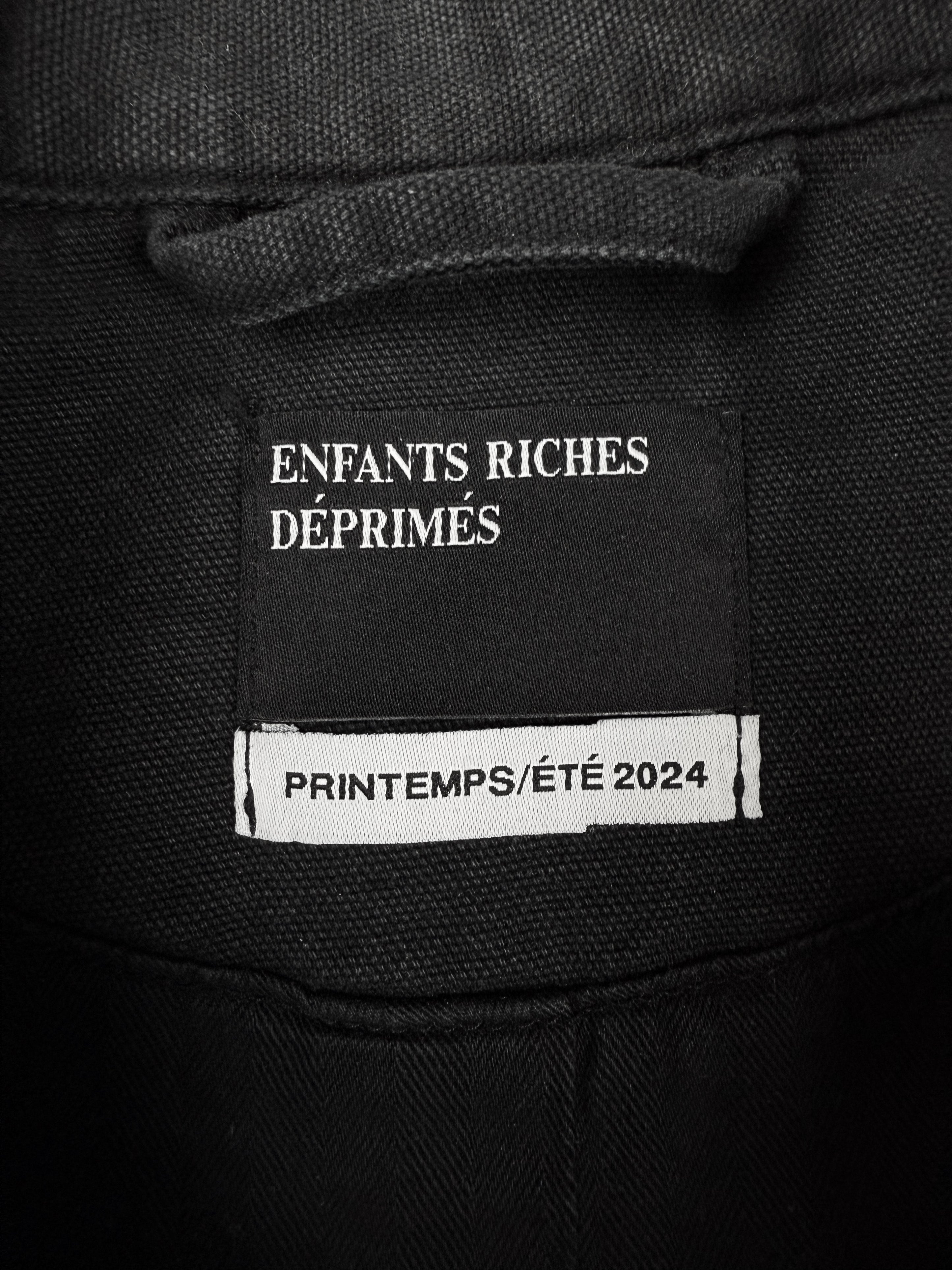 AW24 Enfants Riches Deprimes Chest Logo Charcoal Work Trucker Jacket