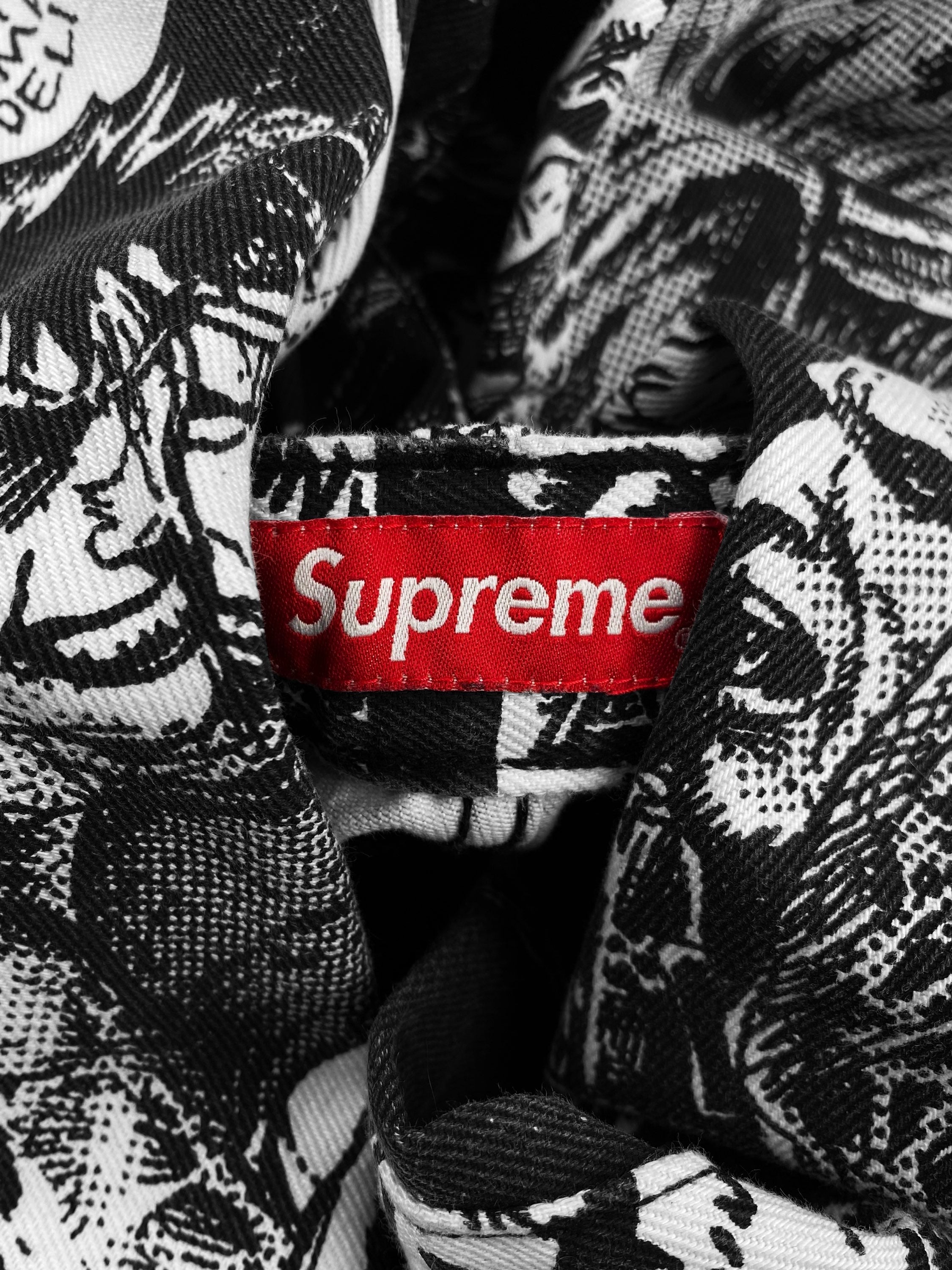 AW21 Supreme ‘The Crow’ Comic White Full Print Denim Jeans