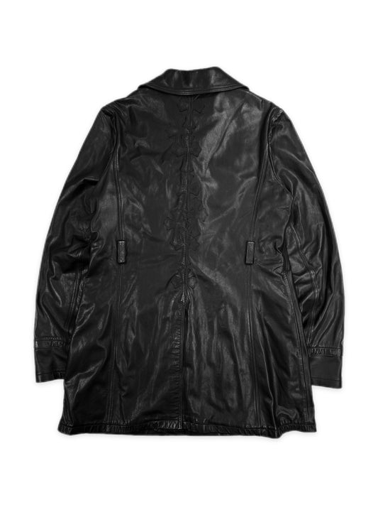 Chrome Hearts 8 Cross Patch Black Multi Pocket Leather Trench Coat 🕷️