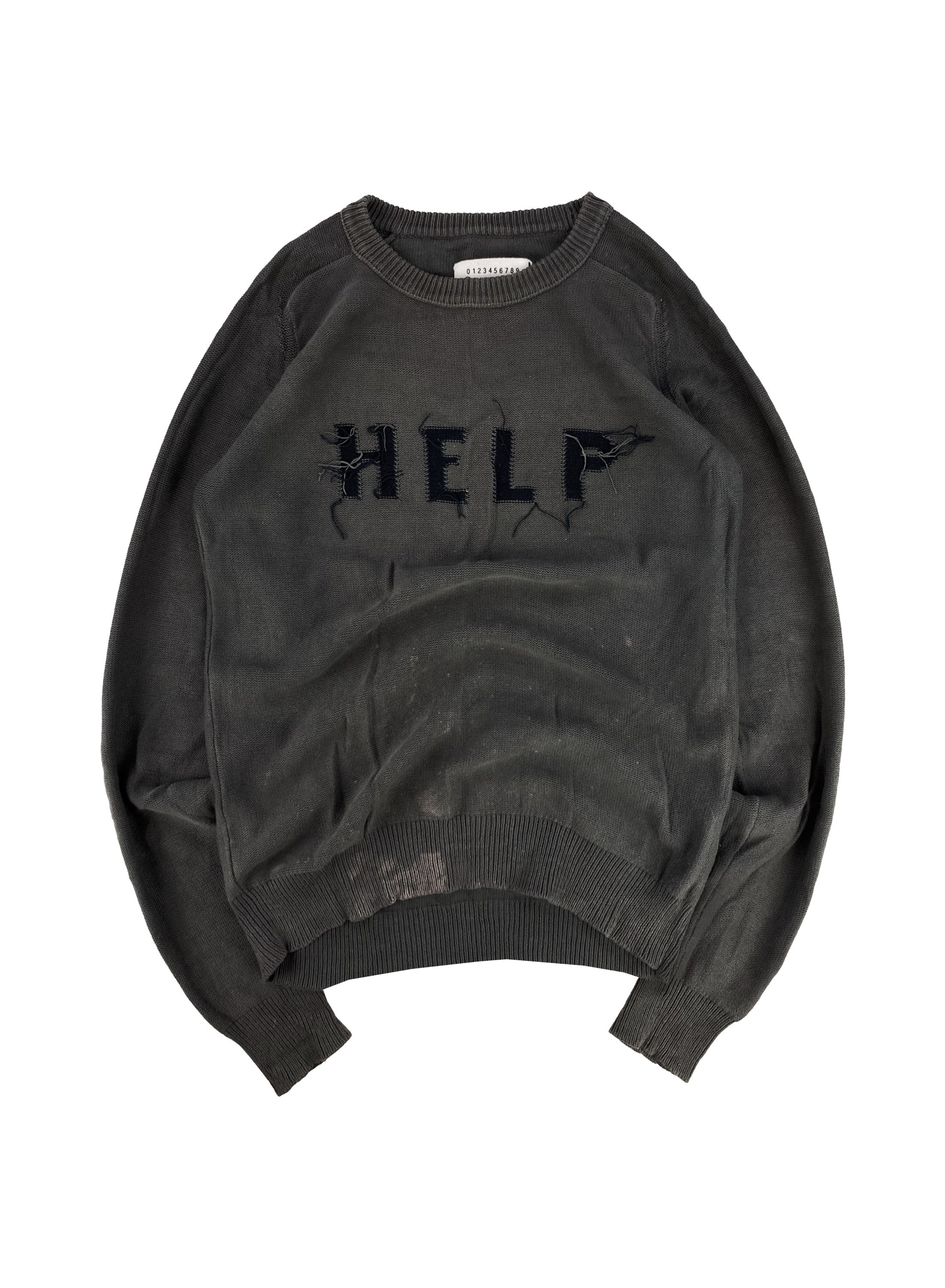SS06 Maison Margiela ‘Help’ Distressed Grey Knitted Sweater