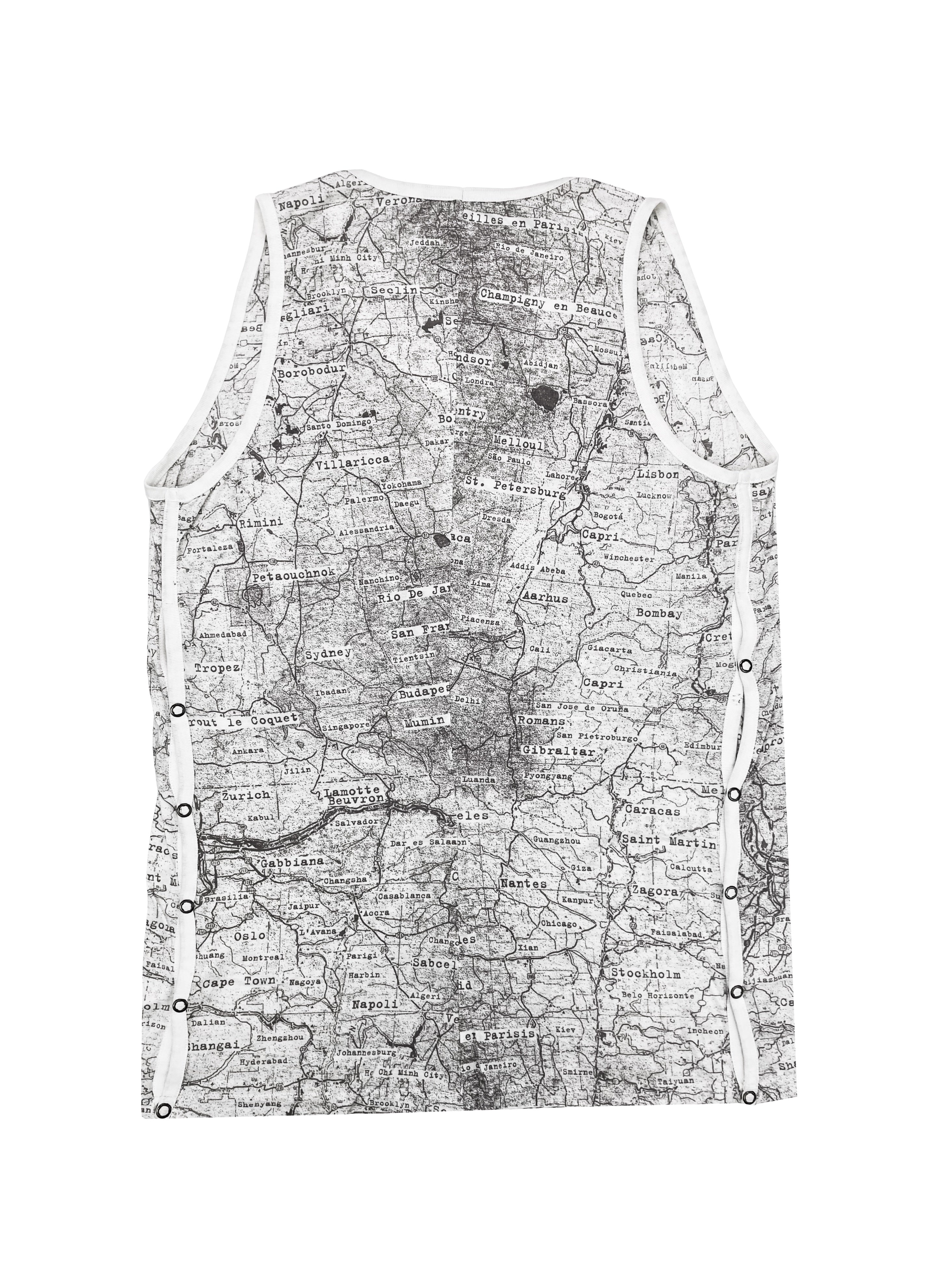 Maison Margiela “Map” Full Print Button Clasp Tank-top