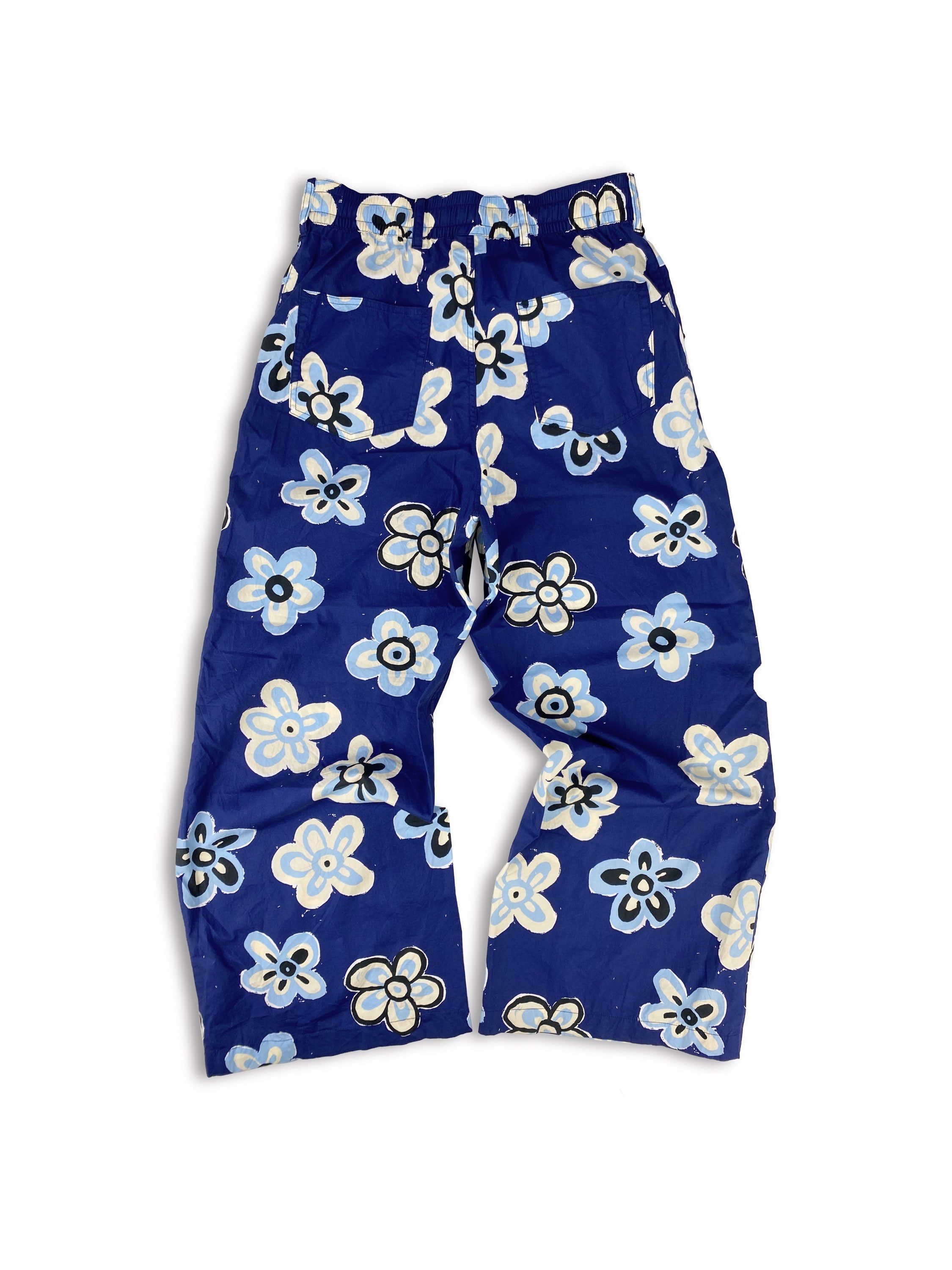 Marni x Uniqlo Floral Print Navy Blue Wide Cut Pants