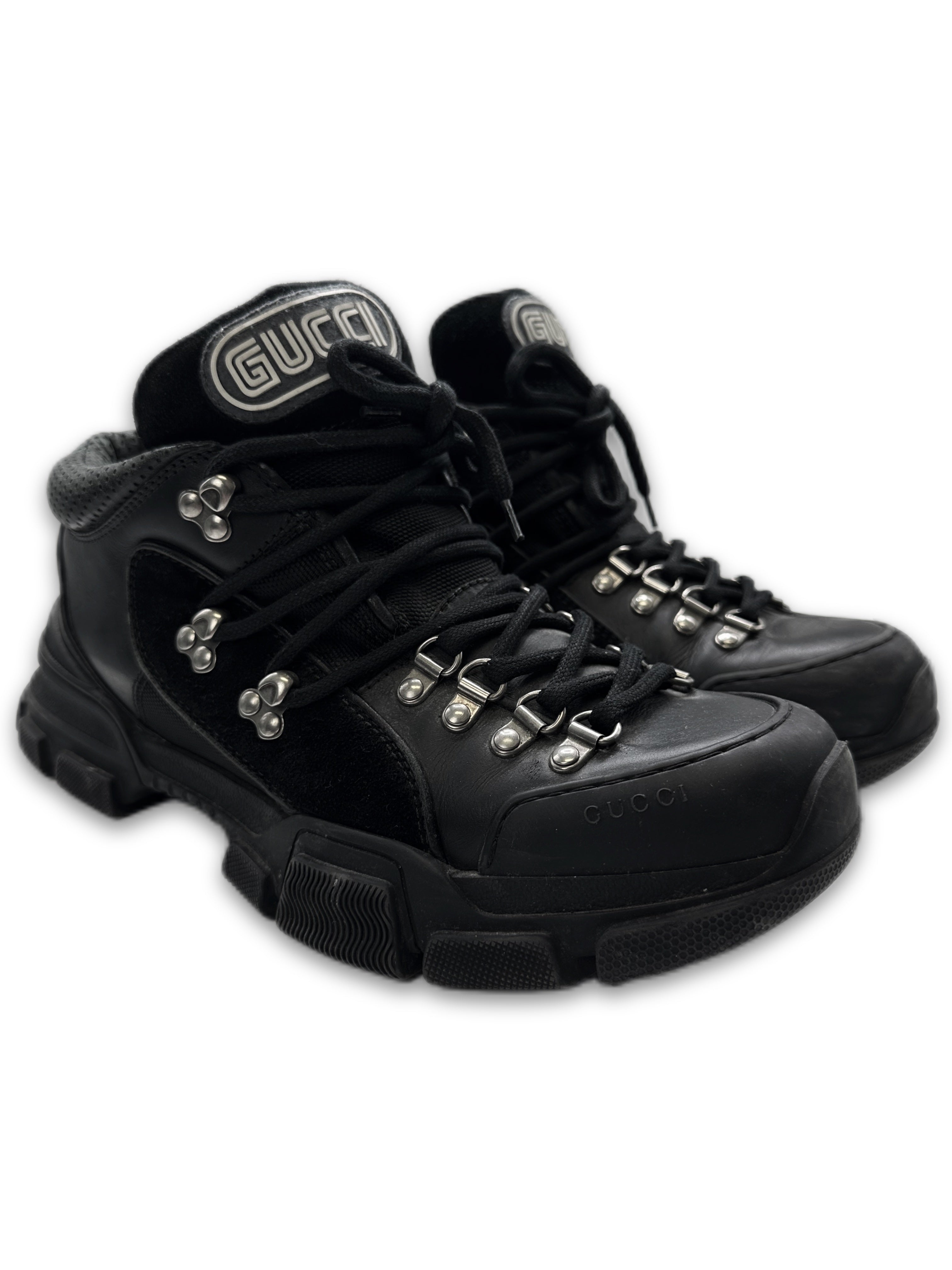 Gucci ‘Flashtrek’ Black Leather Low-top Logo Hiking Shoes