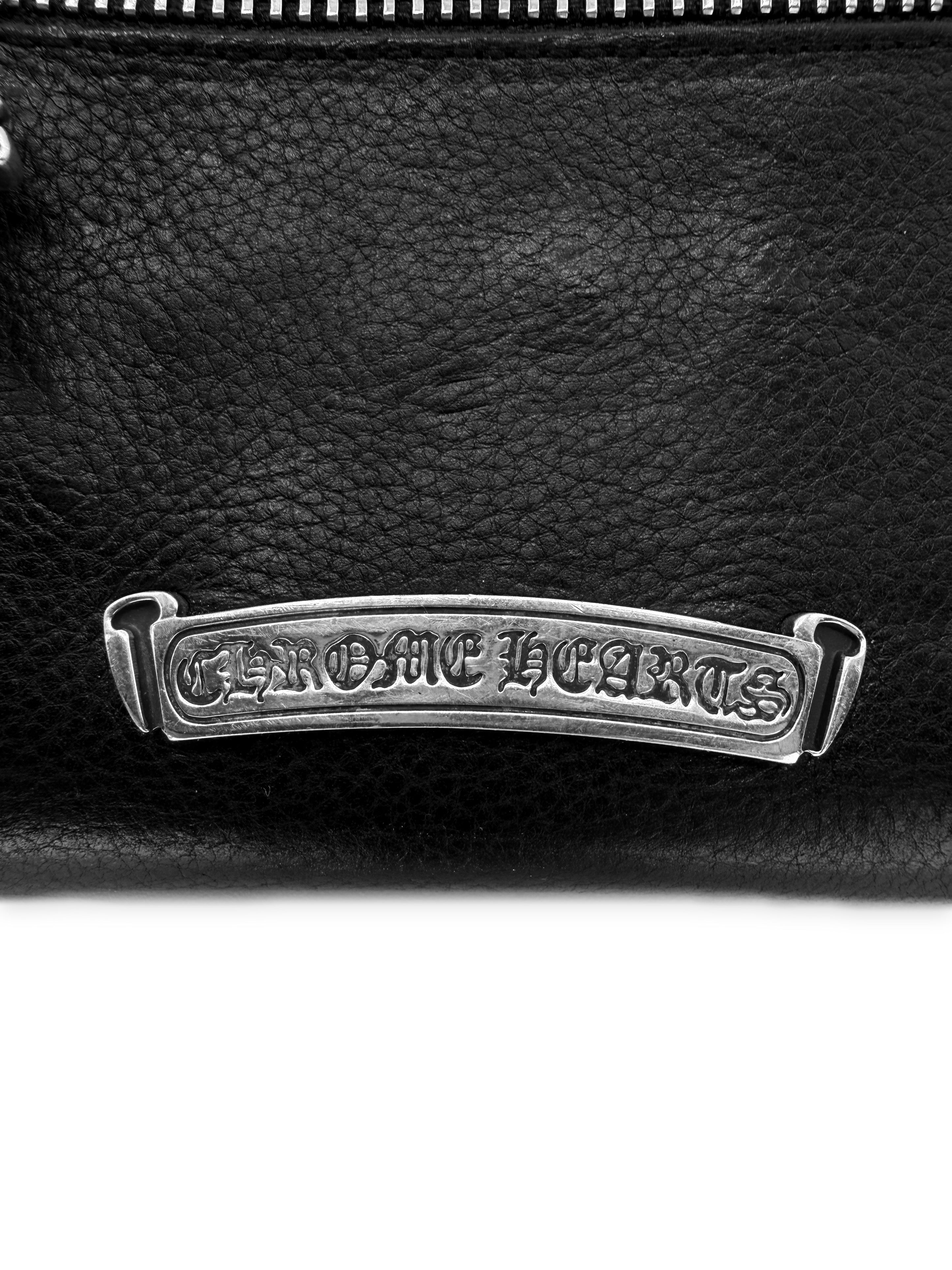 Chrome Hearts Mini Wave Tri Fold Dagger Zip Leather Wallet