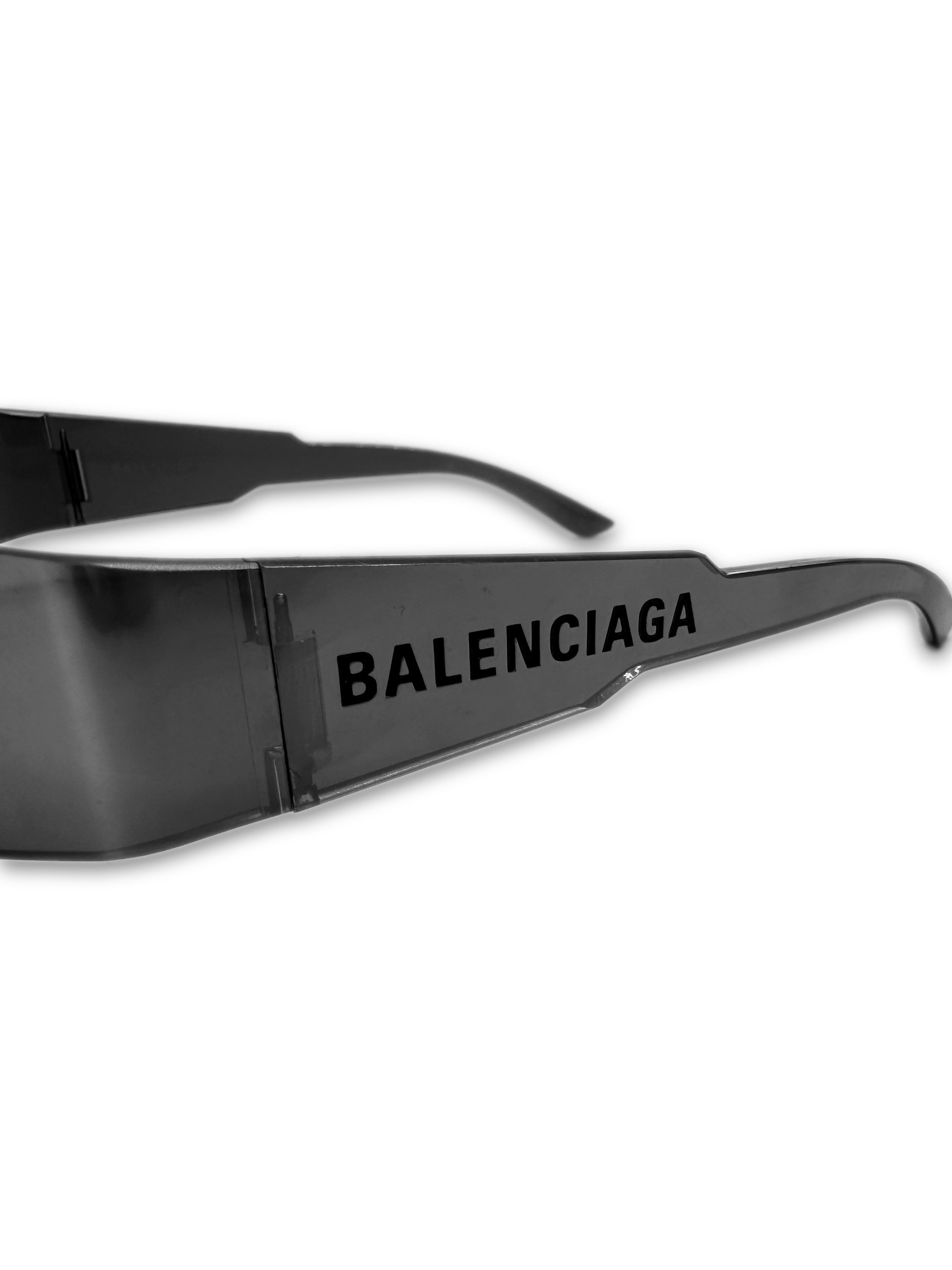 Balenciaga ‘Shield’ Dark Tint Spellout Logo Sunglasses