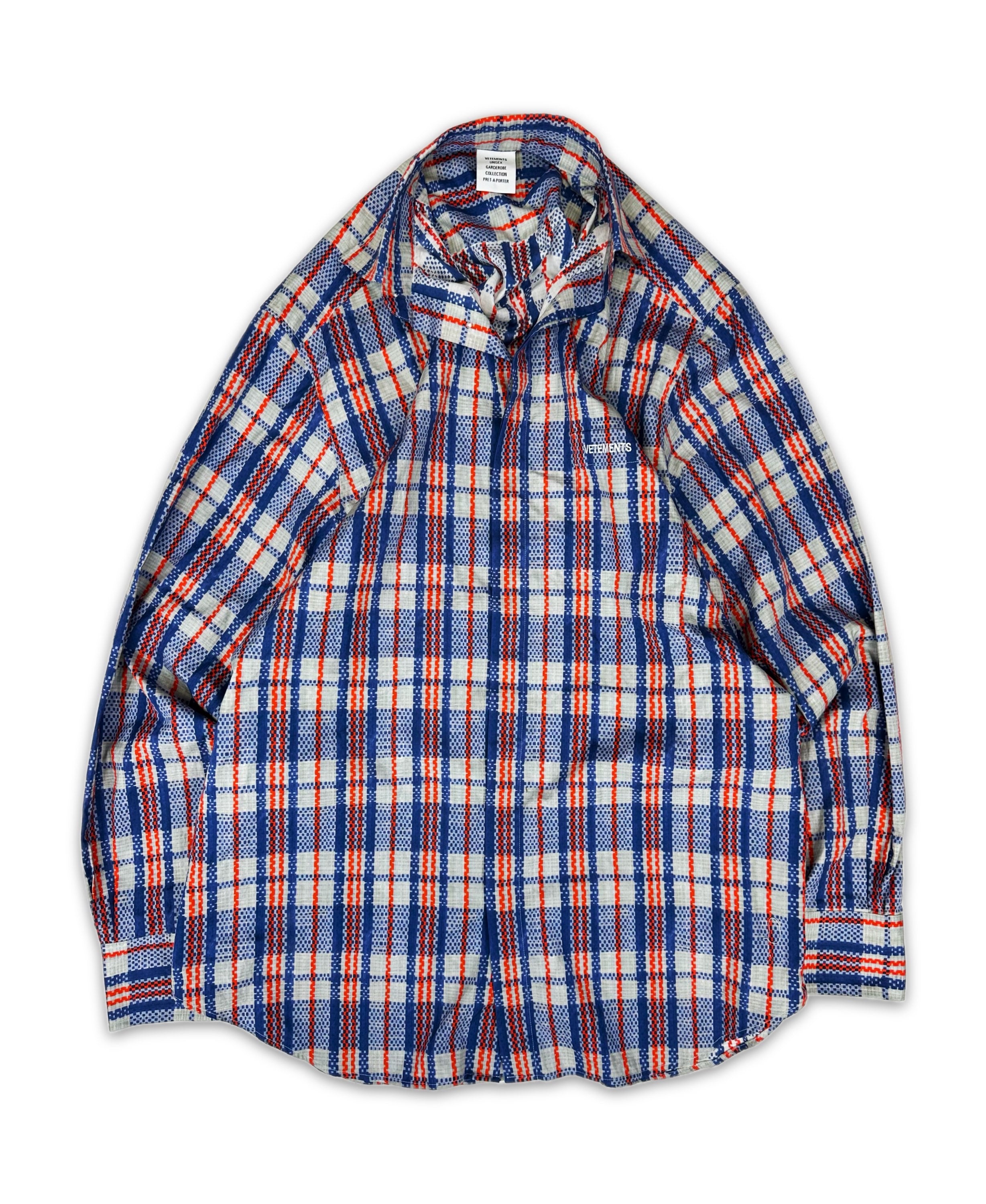 Vetements ‘Embroidered’ Checkered Long Sleeve Button Up Shirt