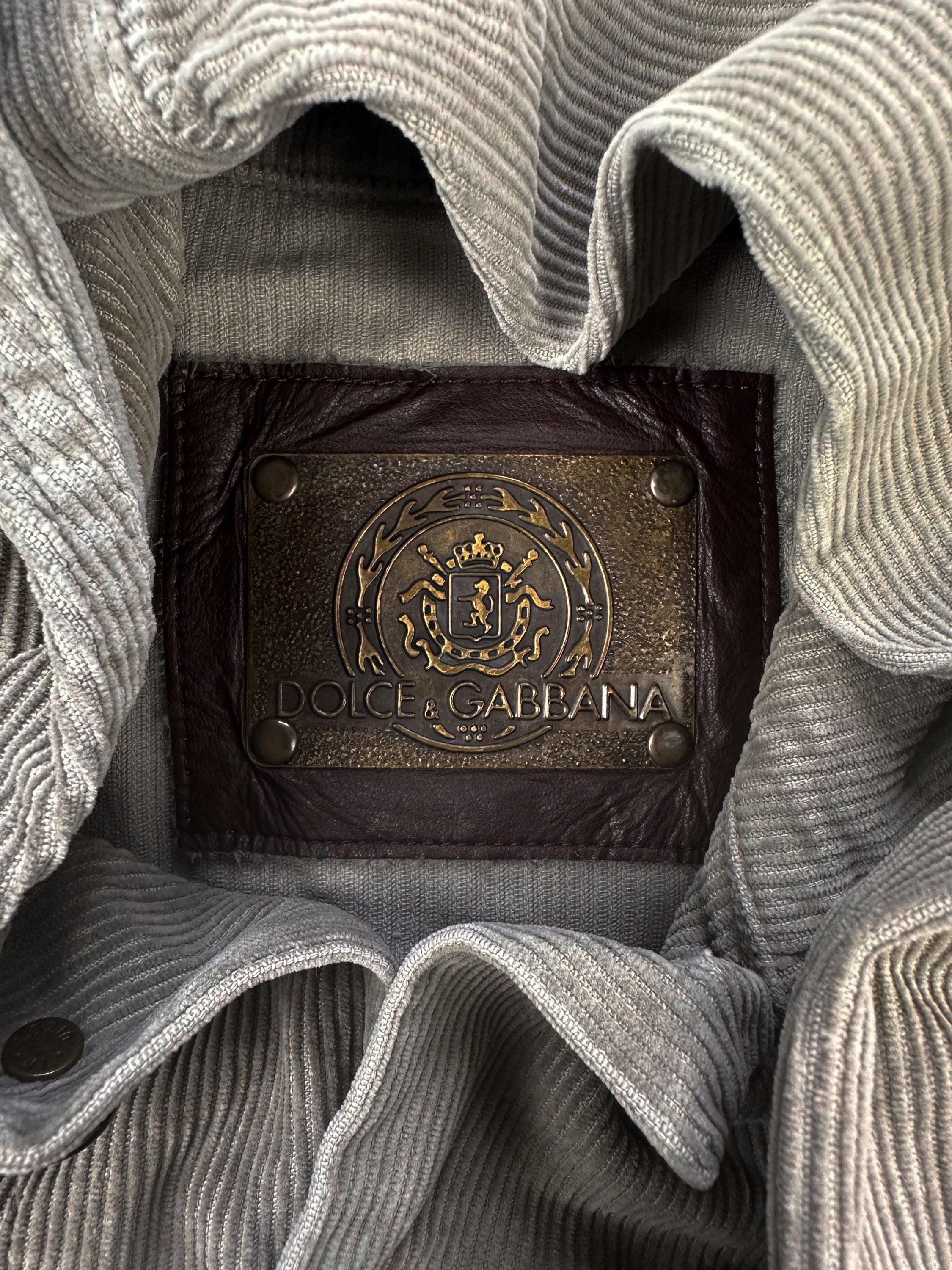 00s Dolce & Gabbana Slate Grey Corduory Trucker Jacket