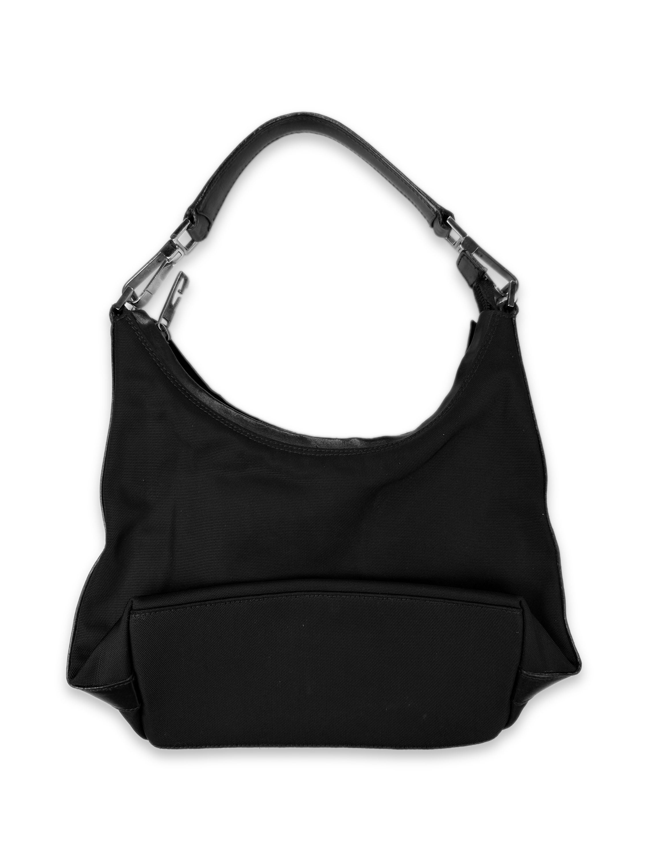 00s Gucci Black Leather Nylon Handbag