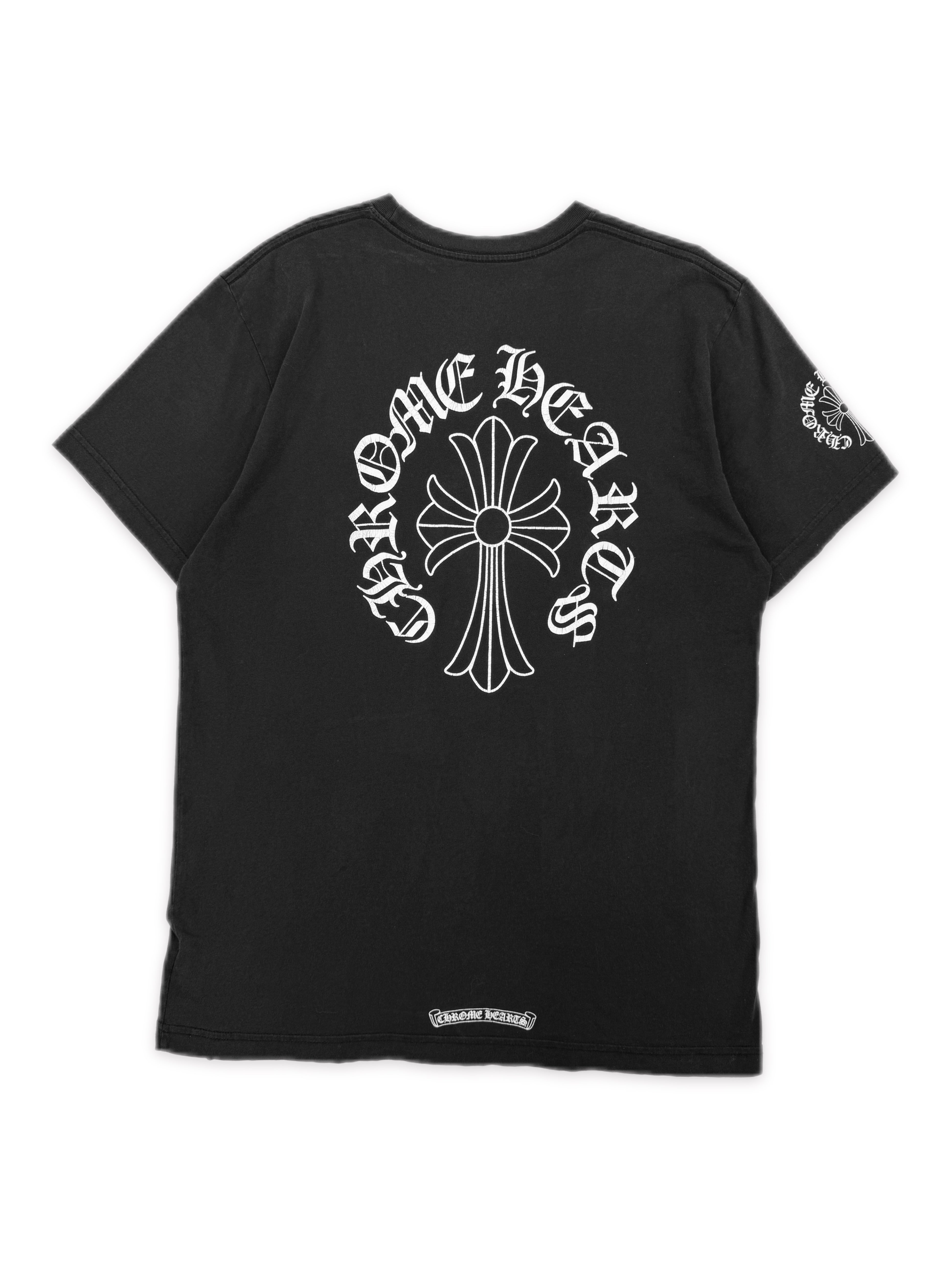 Chrome Hearts Cross Ringer Logo Faded Black T-Shirt