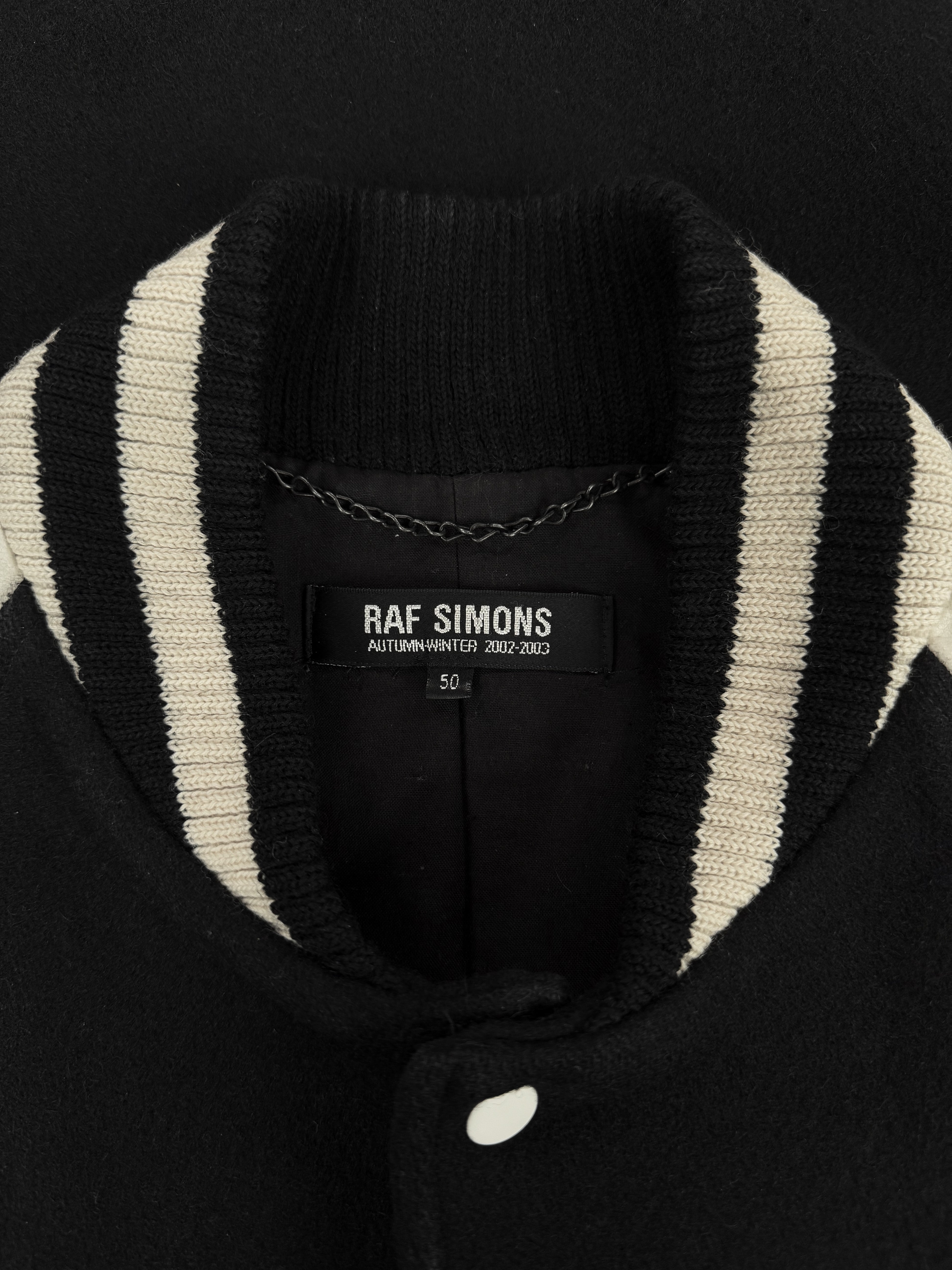 AW02 Raf Simons ‘Virginia Creeper’ Q Leather Varsity Jacket