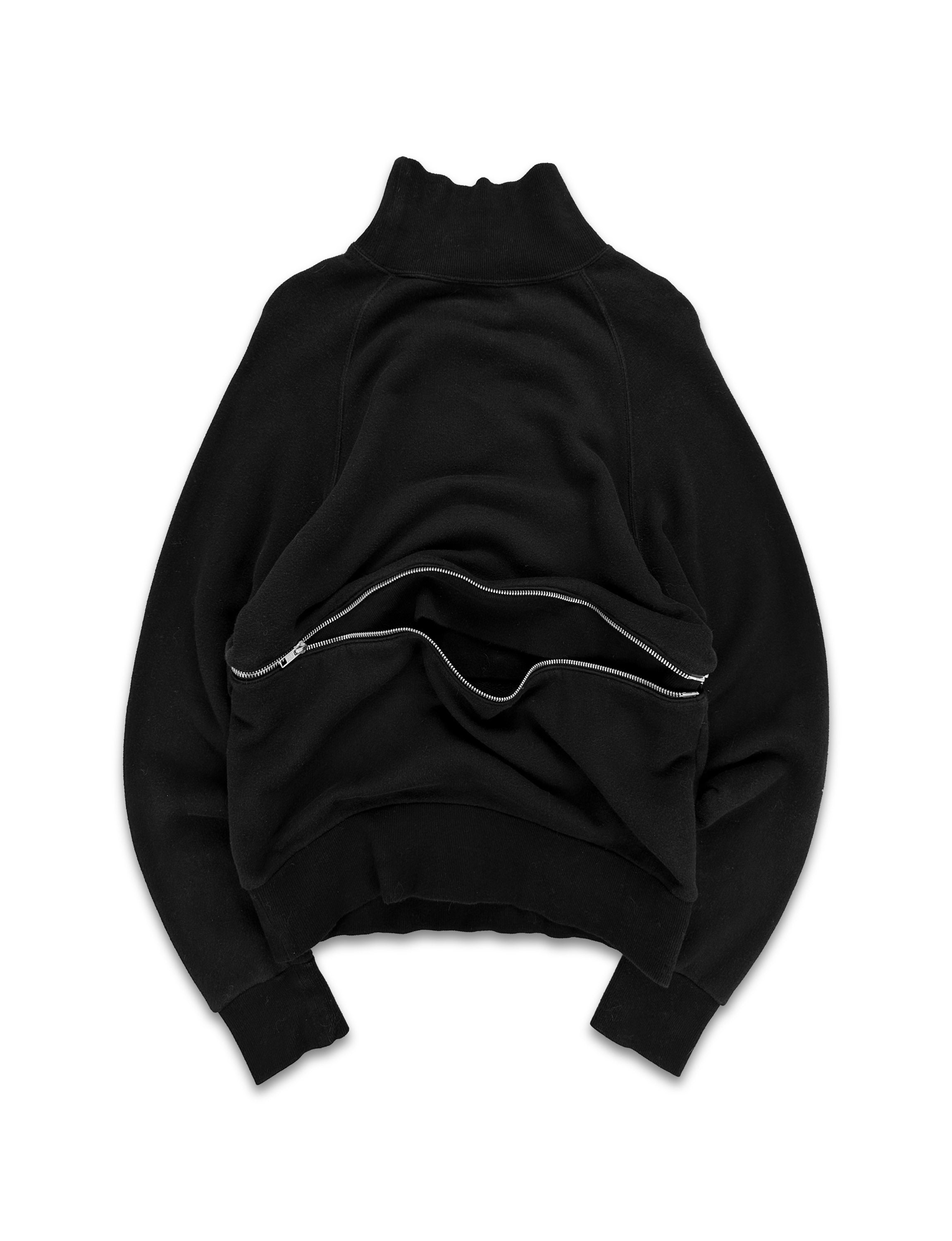 00s Yohji Yamamoto ‘Spiral’ Zip Transformable Black Turtleneck