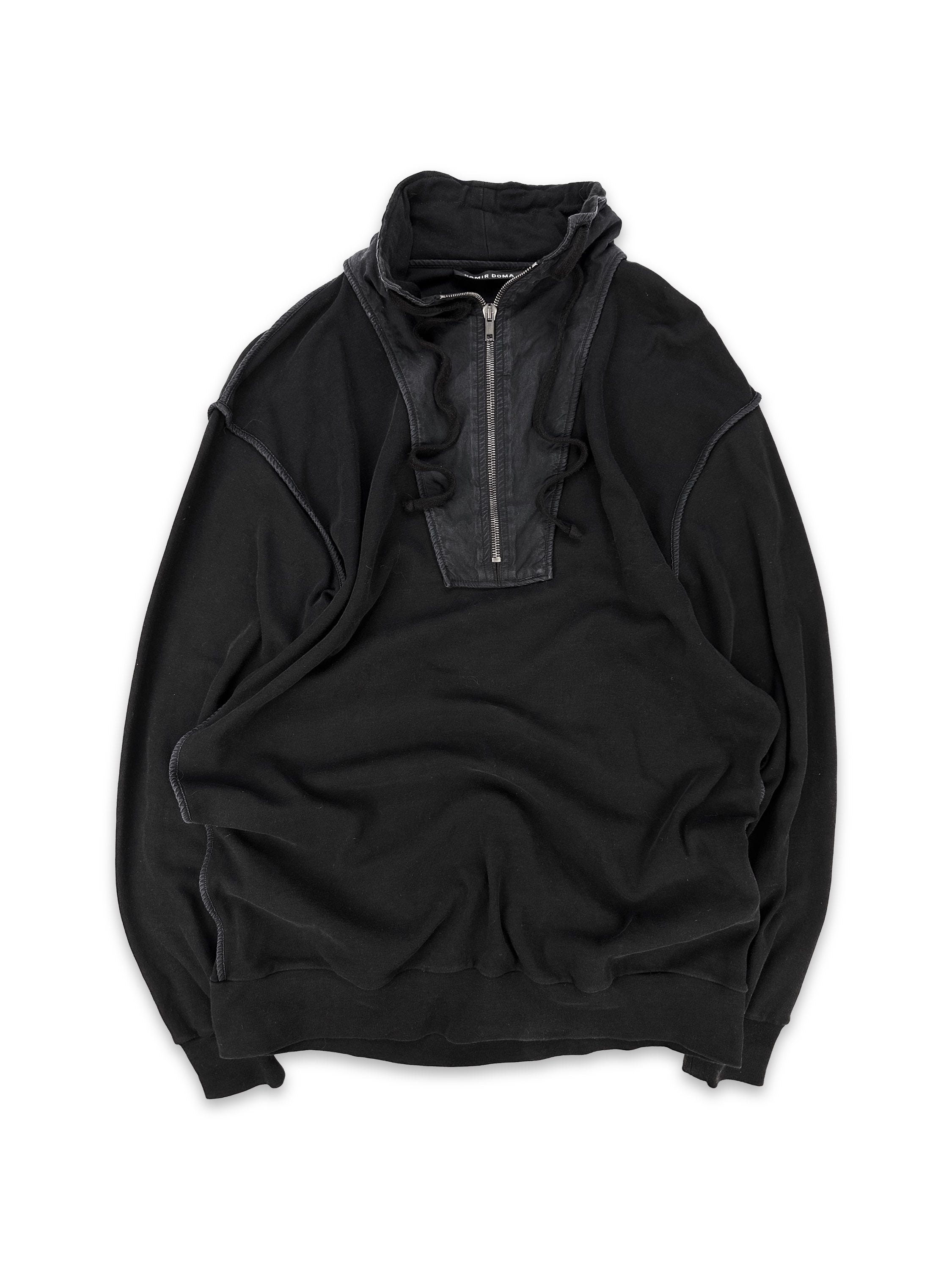Damir Doma Black Two Tone Quarter-zip Fleece Jacket