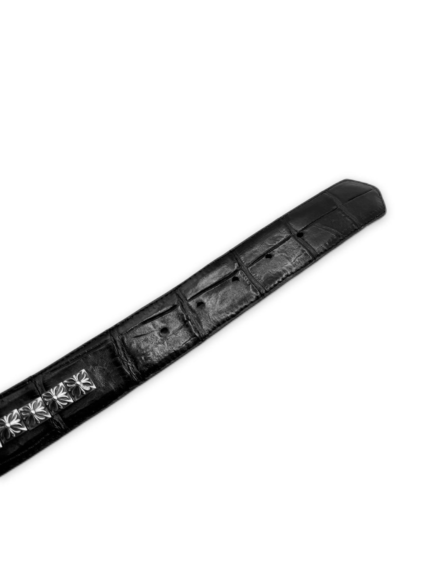 Chrome Hearts Alligator Leather Pyramid Stud .925 Silver Black Roller Belt
