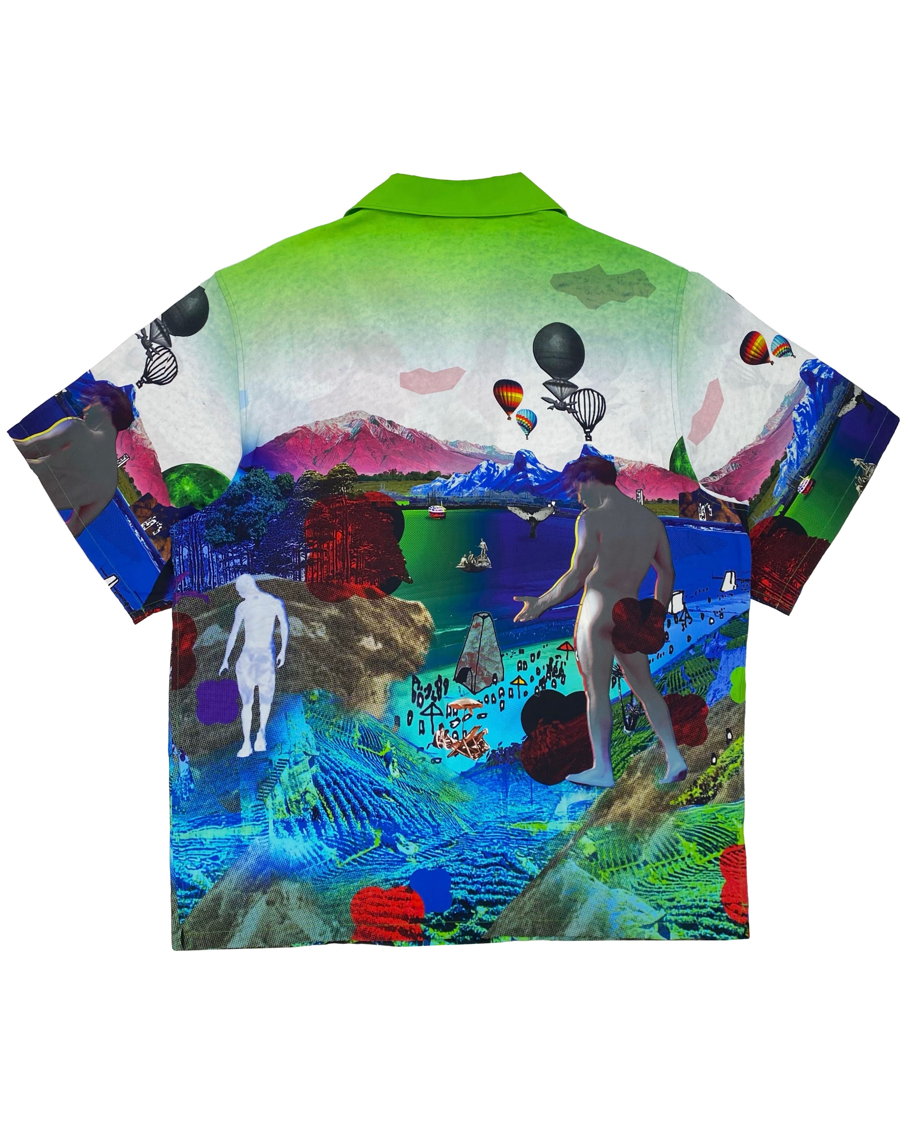 SS16 Prada “Panorama” Digtial Print Short-sleeve Camp Collar