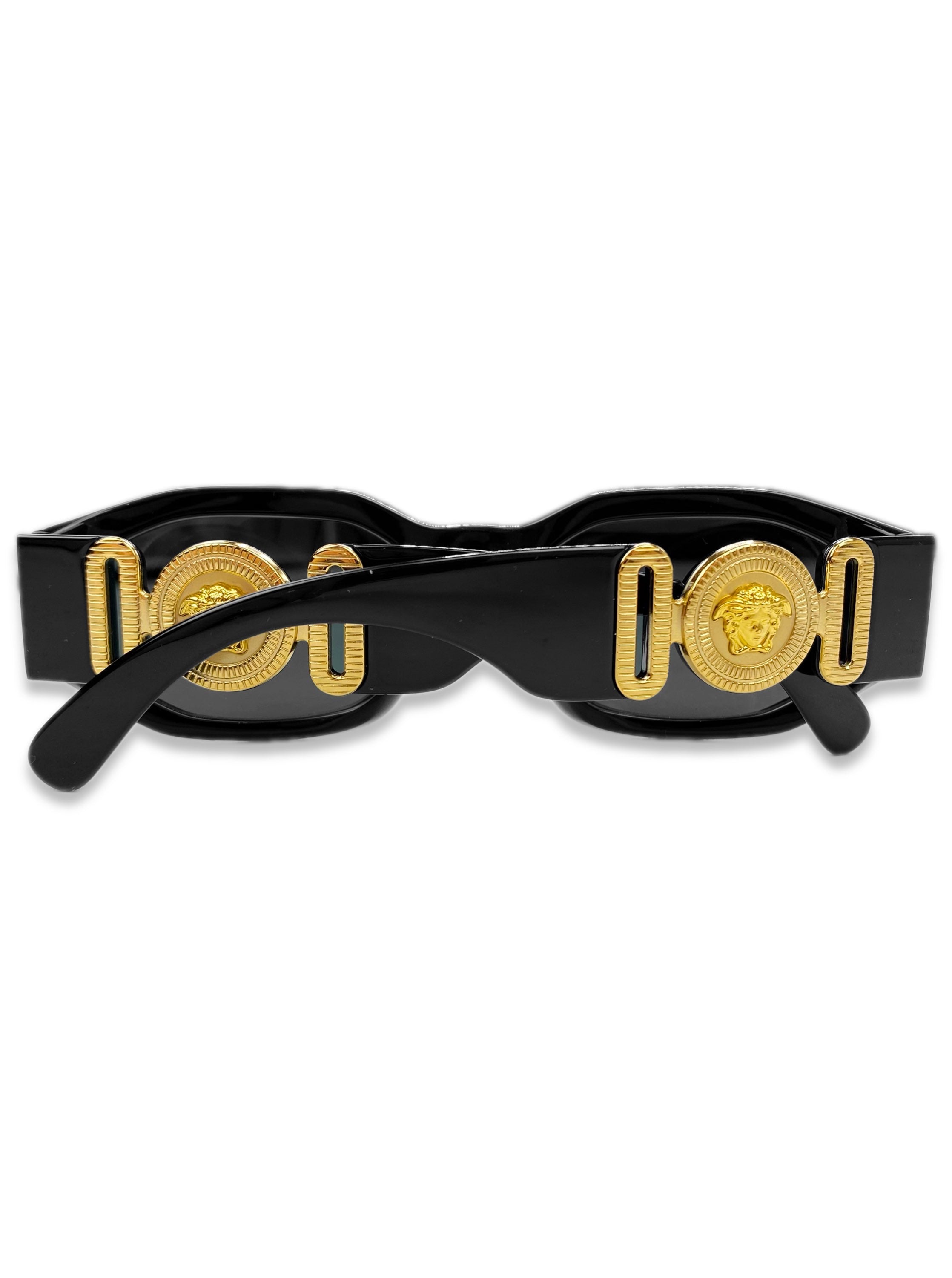 Versace ‘Biggie’ Gold Square Frame Medusa Head Sunglasses
