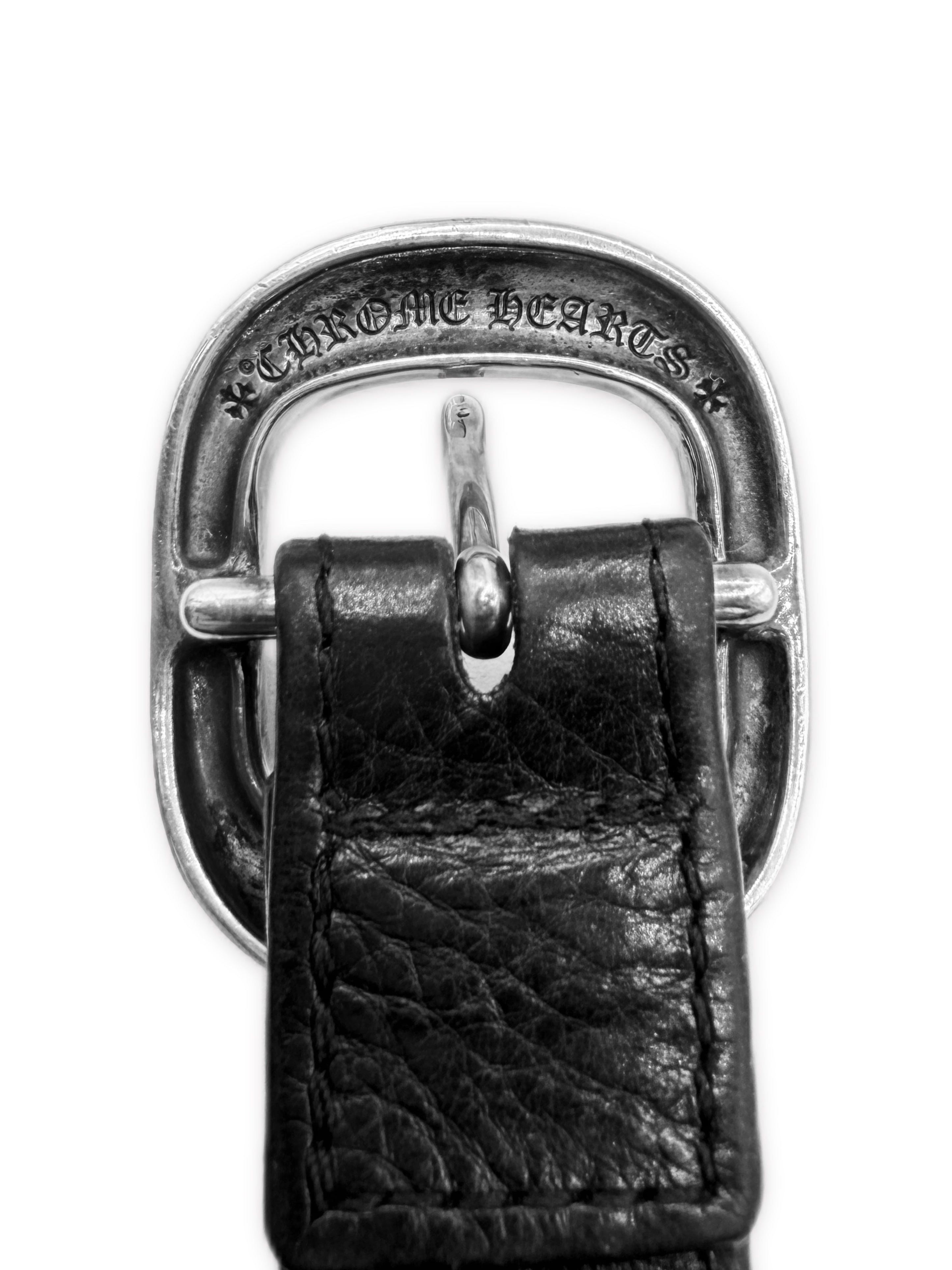 Chrome Hearts 1 inch Gunslinger .925 Silver Black Leather Belt