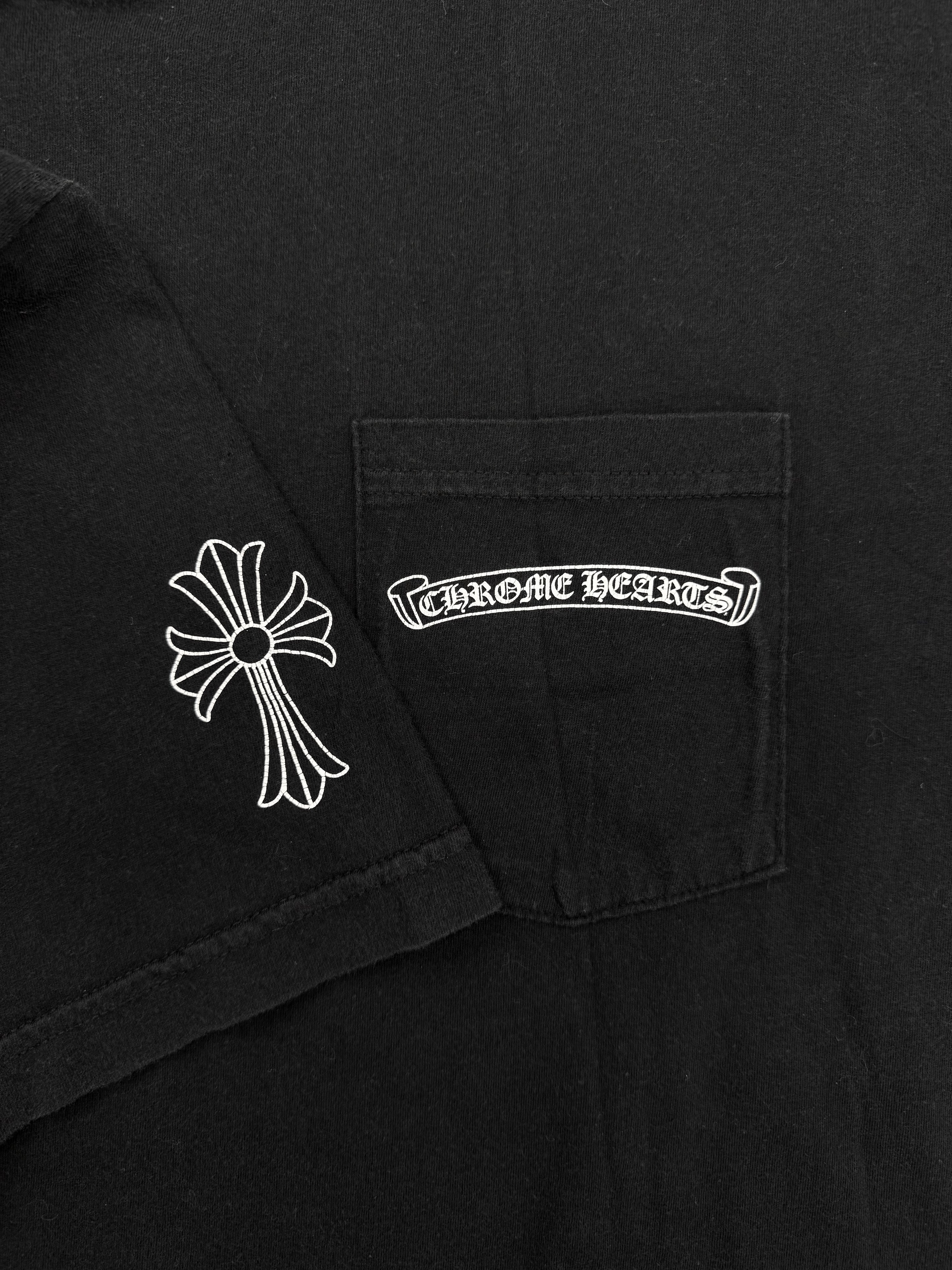 Chrome Hearts Cemetery Cross Black Faded Pocket T-Shirt
