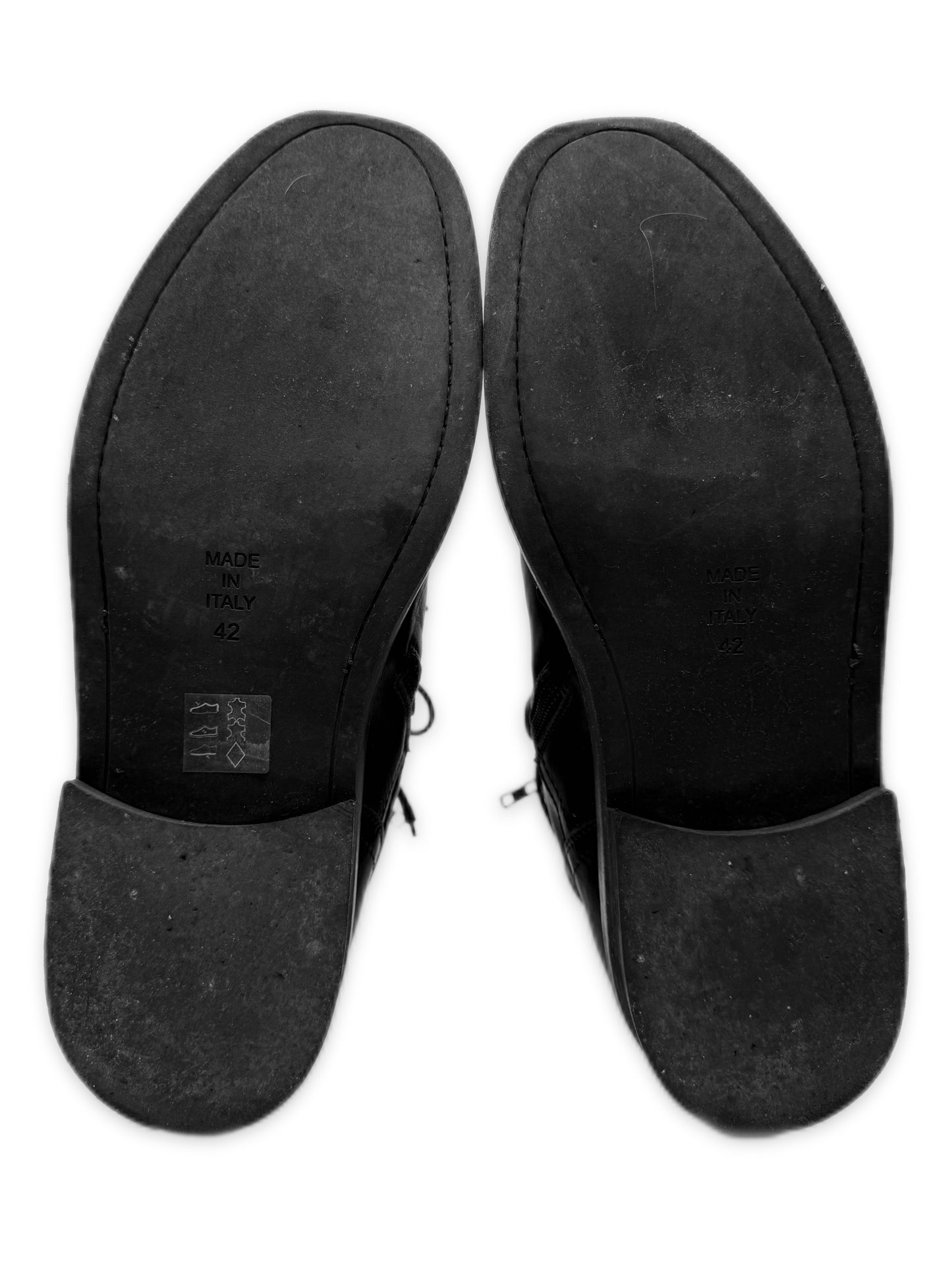 Ann Demeulemeester Back Lace Vitello Black Leather Side Zip Combat Boots