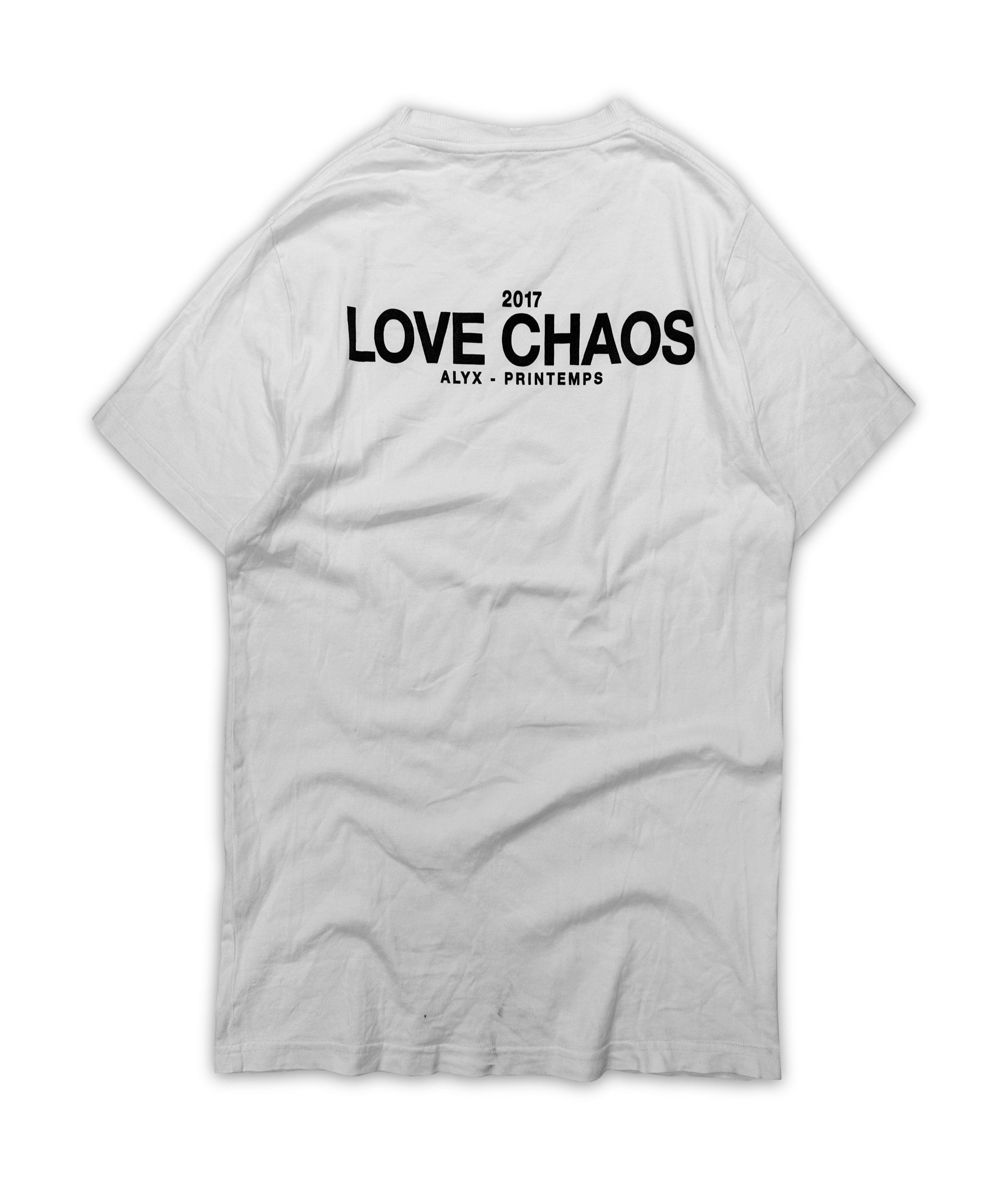 SS17 Alyx ‘Love Chaos’ Slogan Motif White Graphic T-Shirt