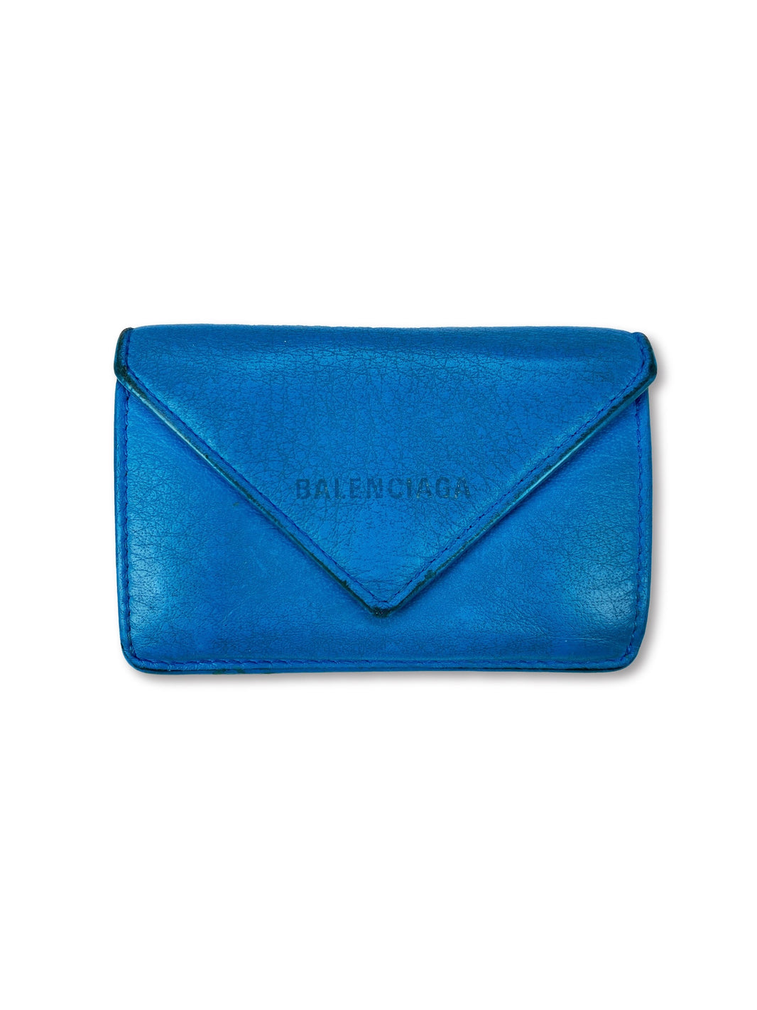 Balenciaga Electric Blue Embossed Logo Trifold Wallet