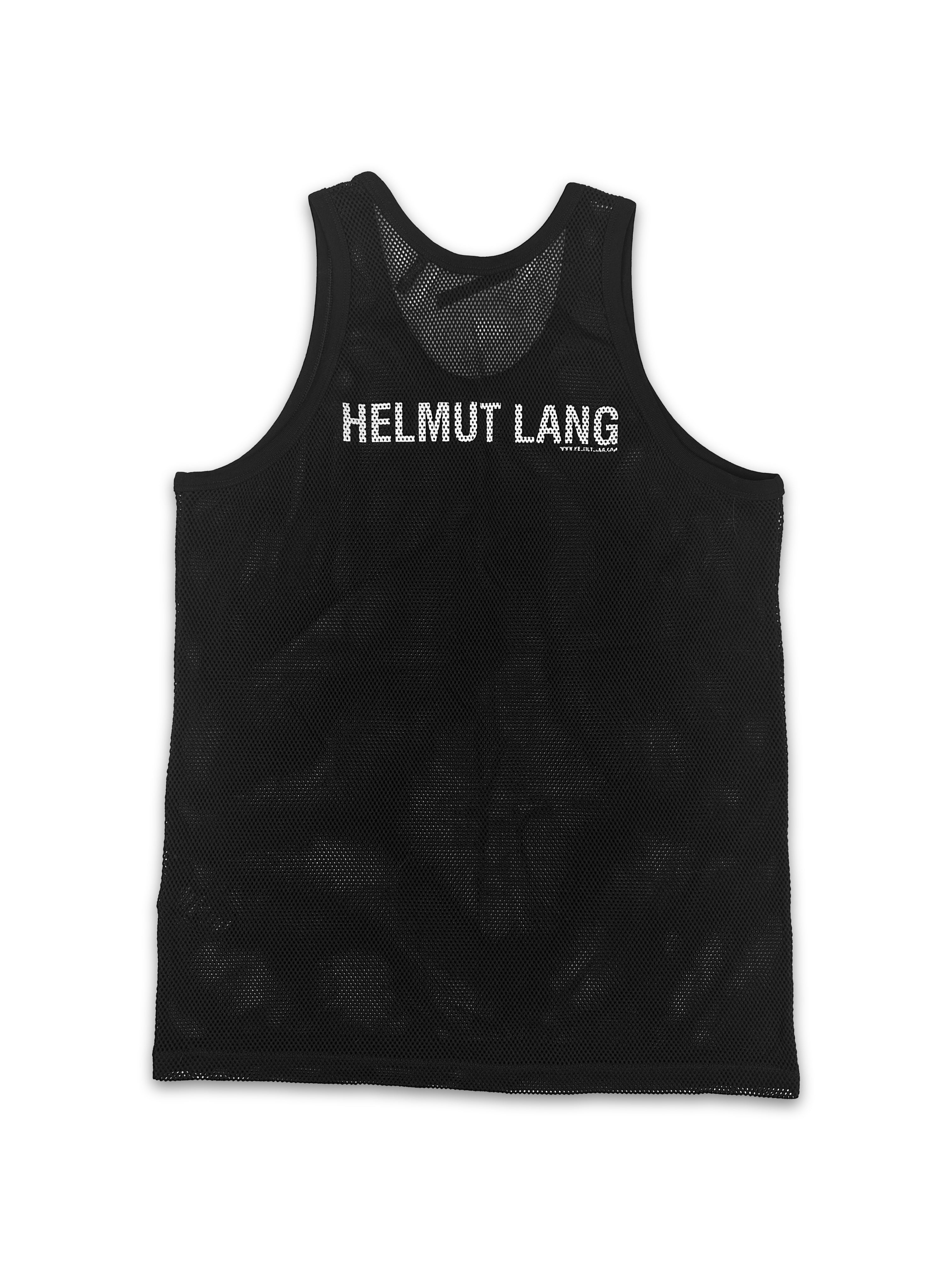 Helmut Lang Black Mesh Logo Sleeveless Tank-top