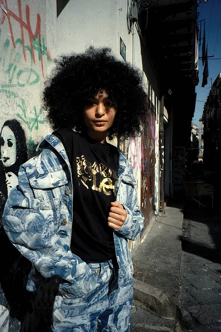 AW21 Aries x Lee ‘Roman Faces’ Blue Wash Full Print Denim Jacket