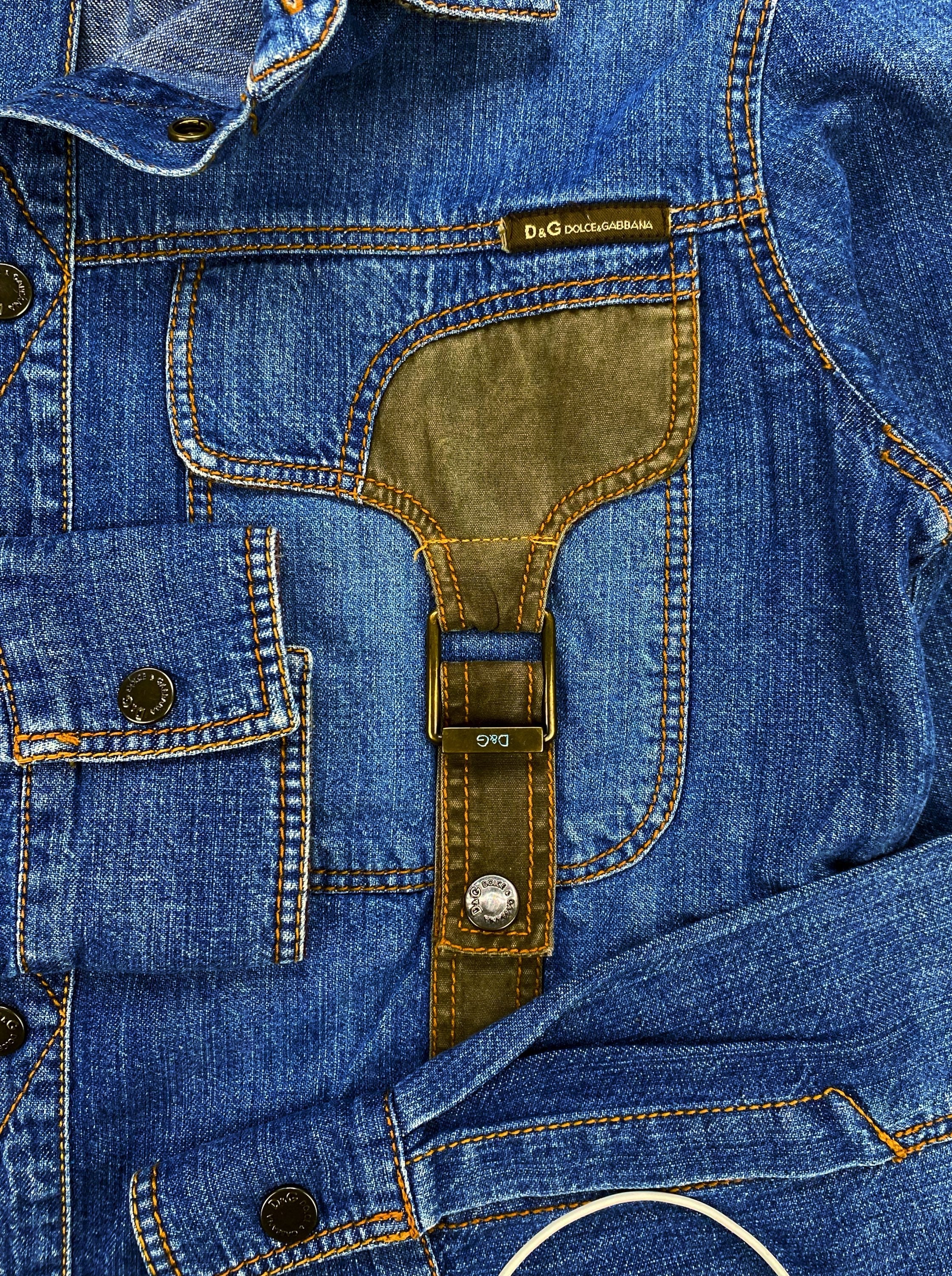 00s Dolce & Gabbana Denim Belted Utility Collared Shirt