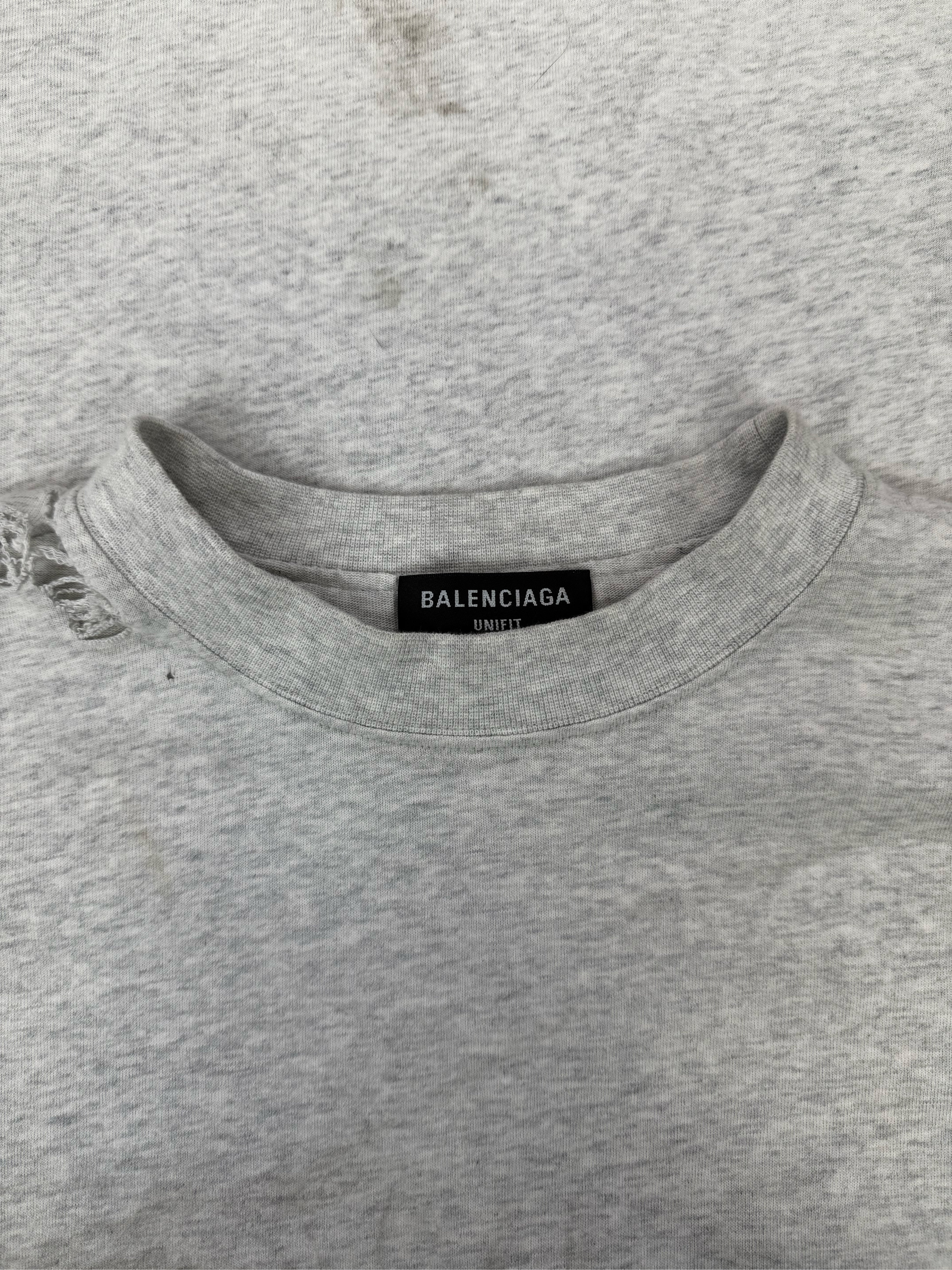 Balenciaga Distressed ‘Calendar’ Heather Grey Layered T-Shirt