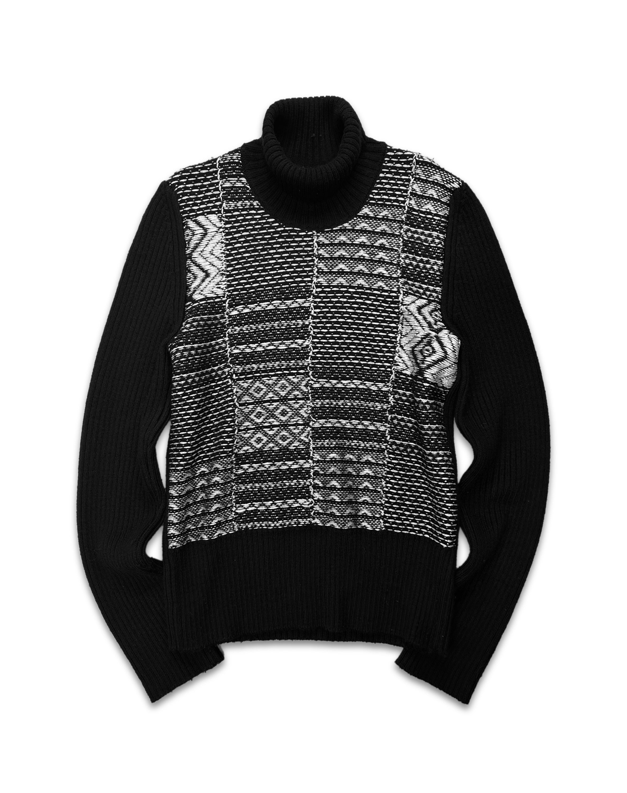 AW15 Maison Margiela ‘Abstract’ Contrast Knit Turtleneck Sweater