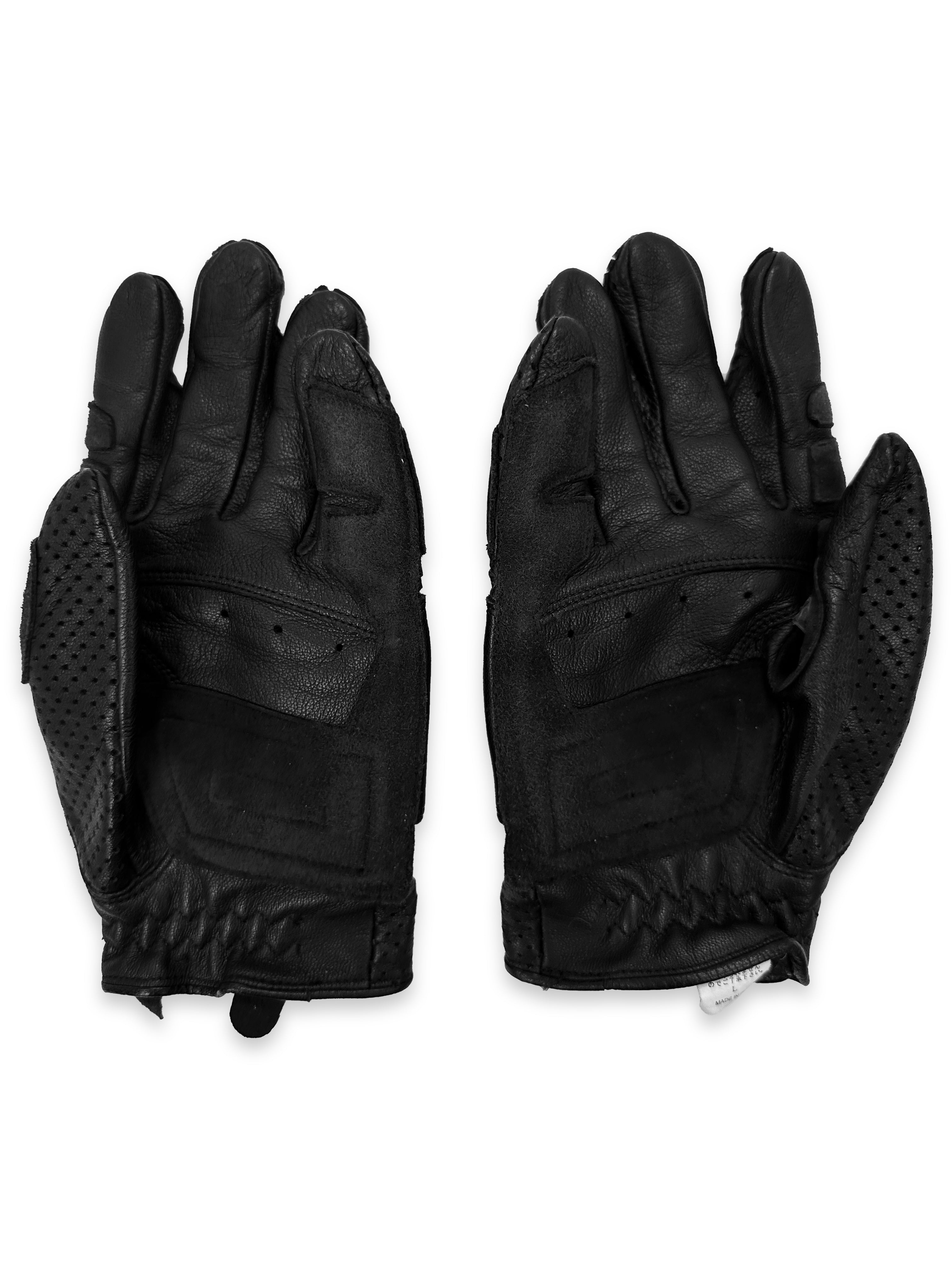 Kadoya Black Leather Prosthetic Knuckle Perforated Gloves