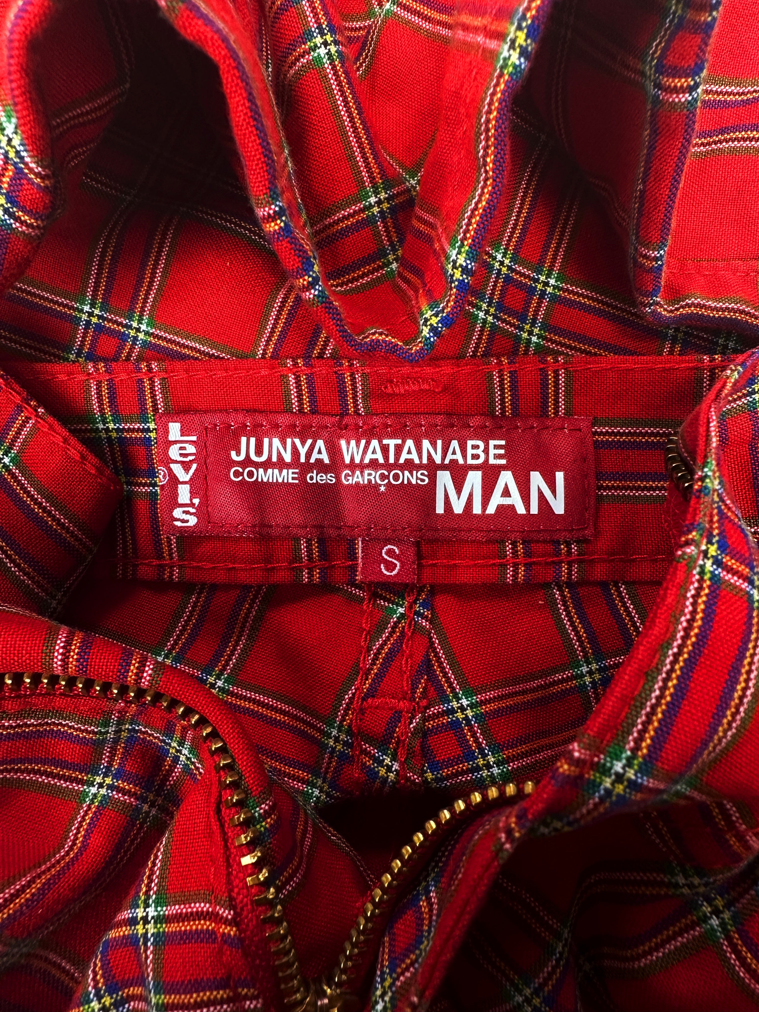 SS02 Junya Watanabe ‘Save the Earth’ Red Plaid Poem Pants