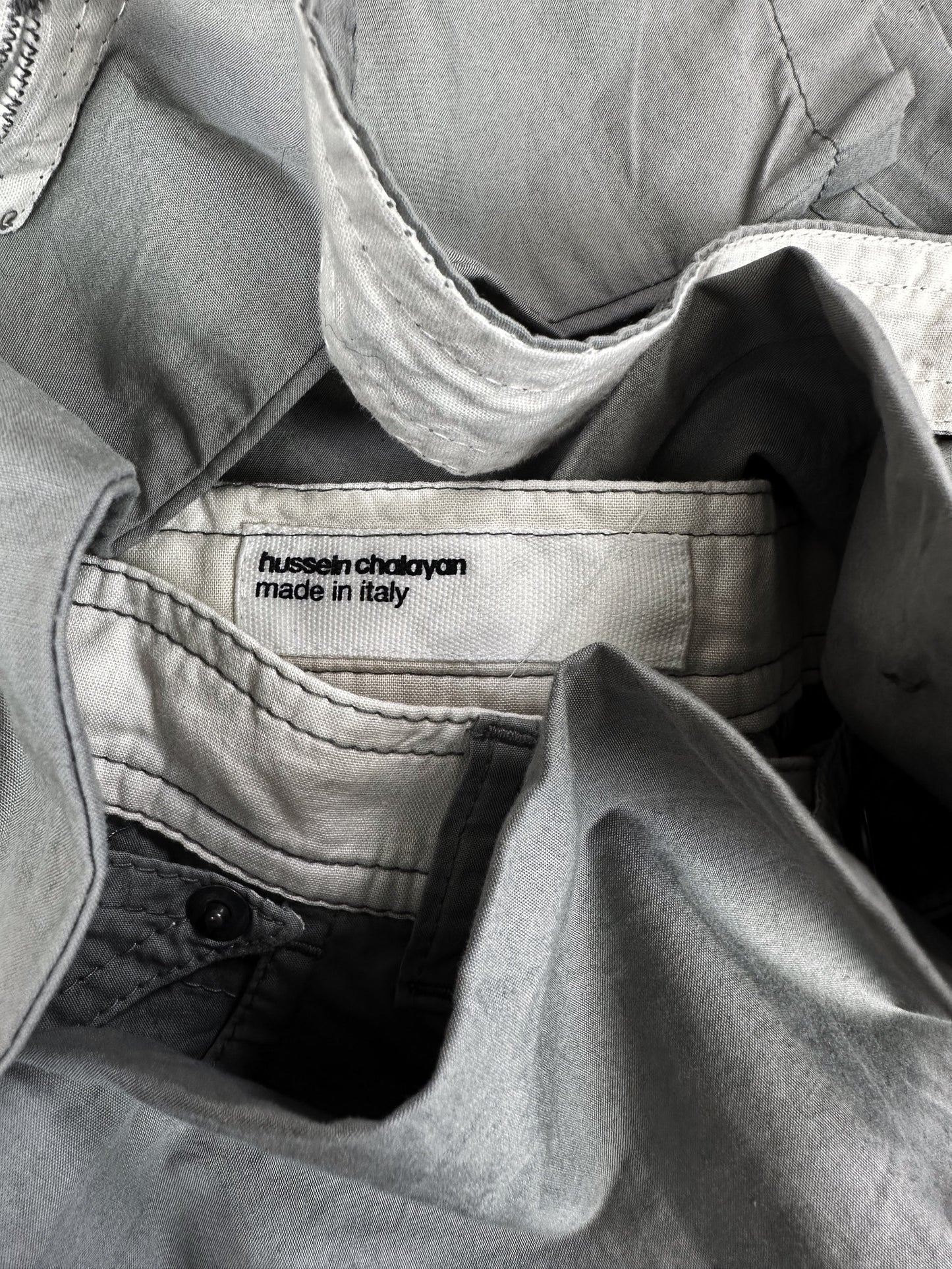 SS01 Huessin Chaylayan Belt Wrap Grey Straight Cut Pants